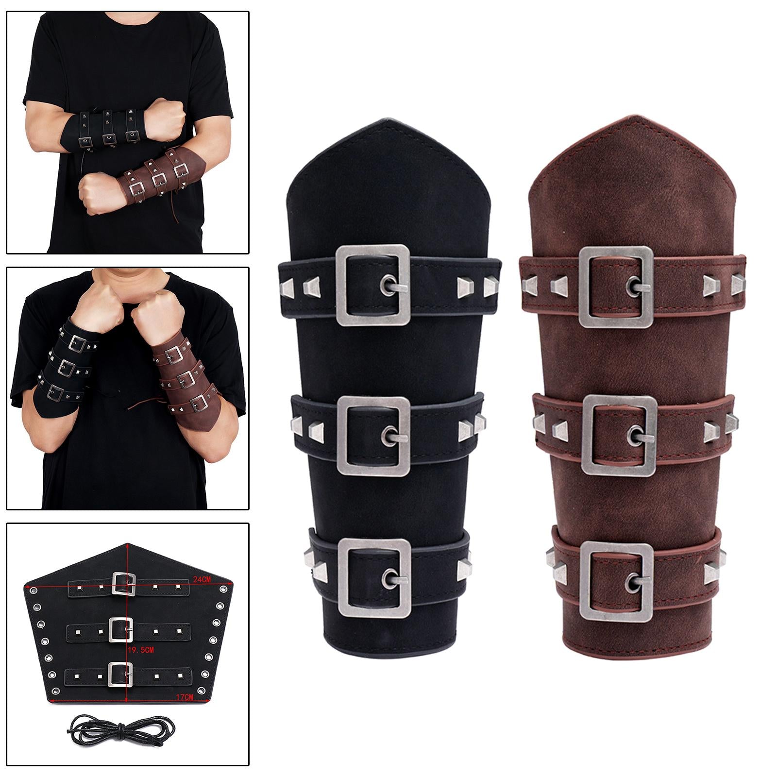 1Pcs Arm Guard Medieval Punk Accs Knight for Halloween Theme Party Unisex Black