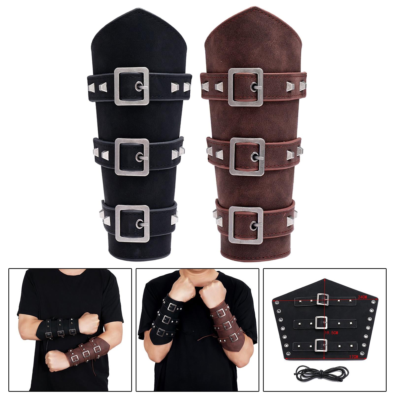 1Pcs Arm Guard Medieval Punk Accs Knight for Halloween Theme Party Unisex Black