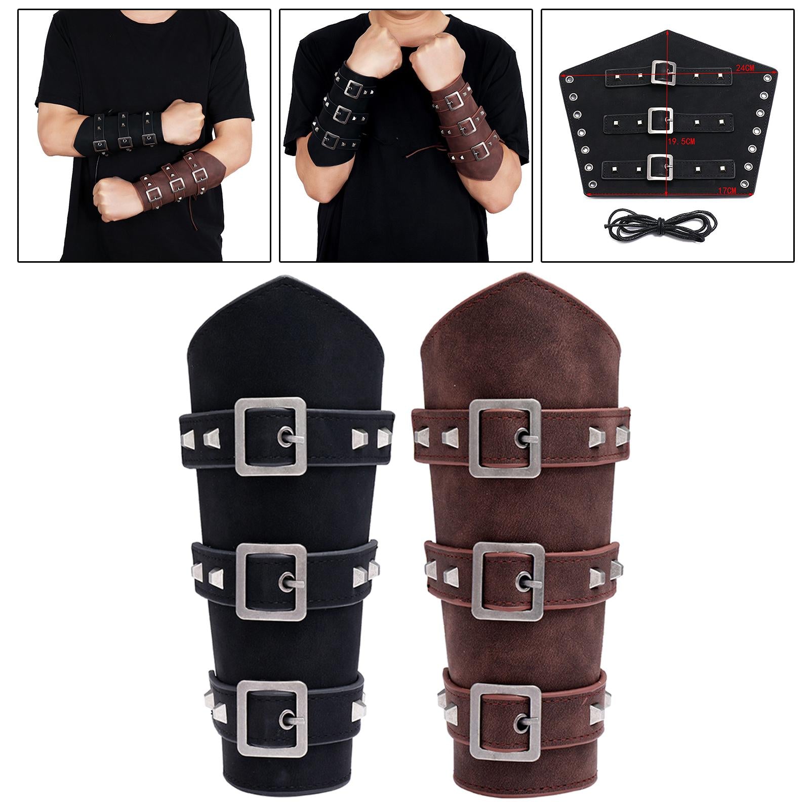1Pcs Arm Guard Medieval Punk Accs Knight for Halloween Theme Party Unisex Black