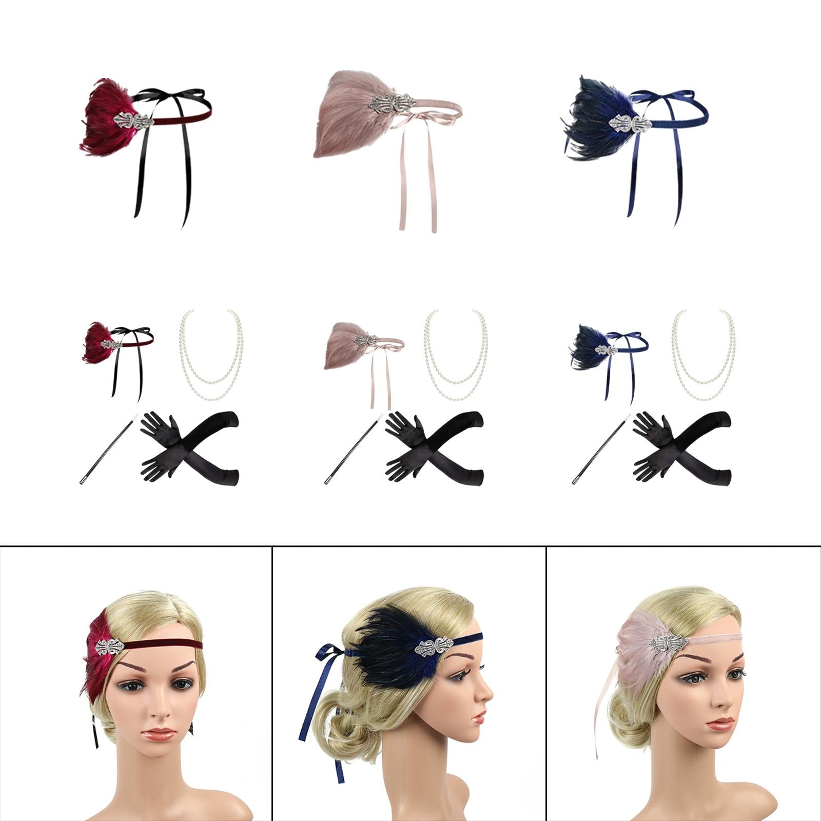 1920S Feather Headband Feather Headpiece for Theme Party Performances Stage 1 Piece Wine Red