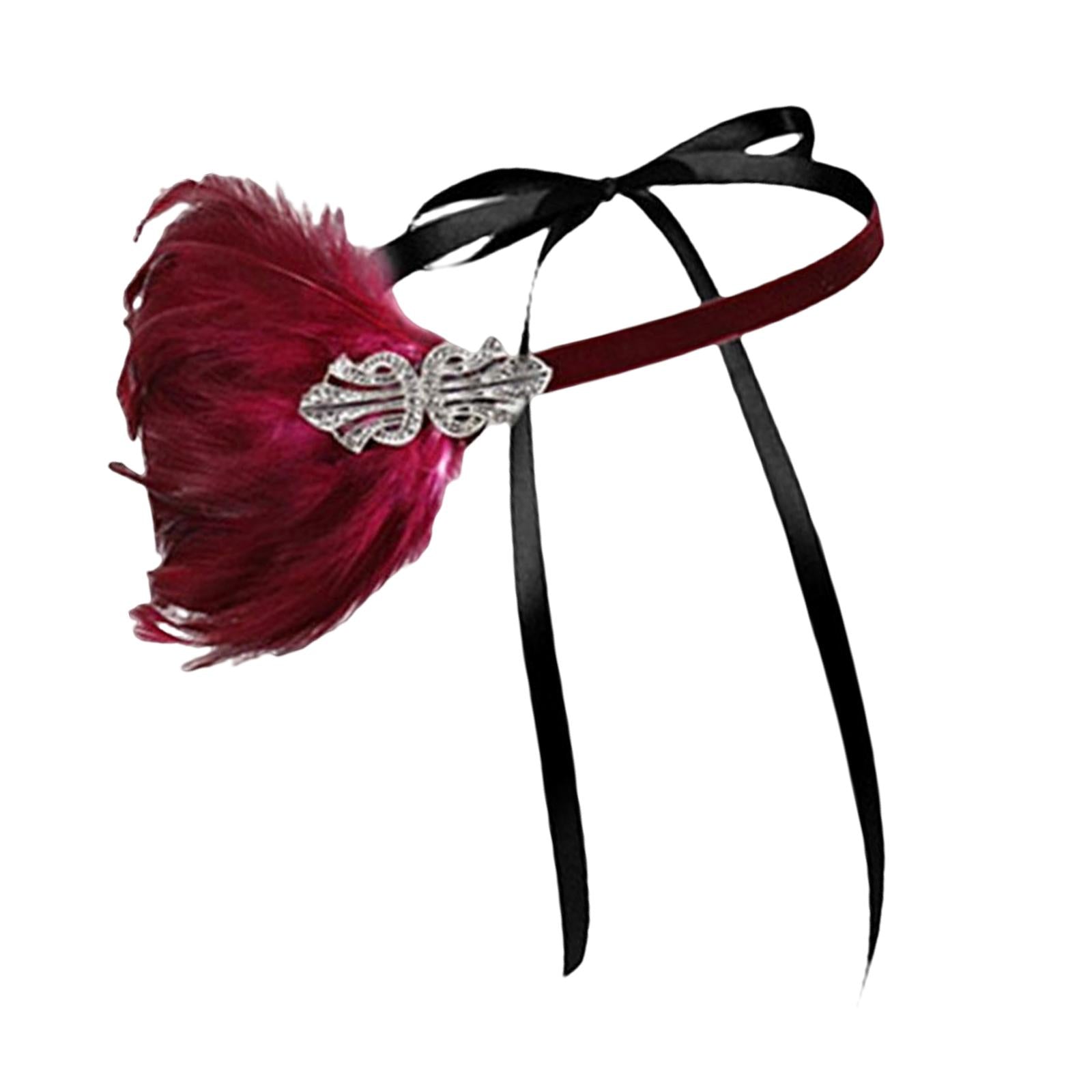 1920S Feather Headband Feather Headpiece for Theme Party Performances Stage 1 Piece Wine Red