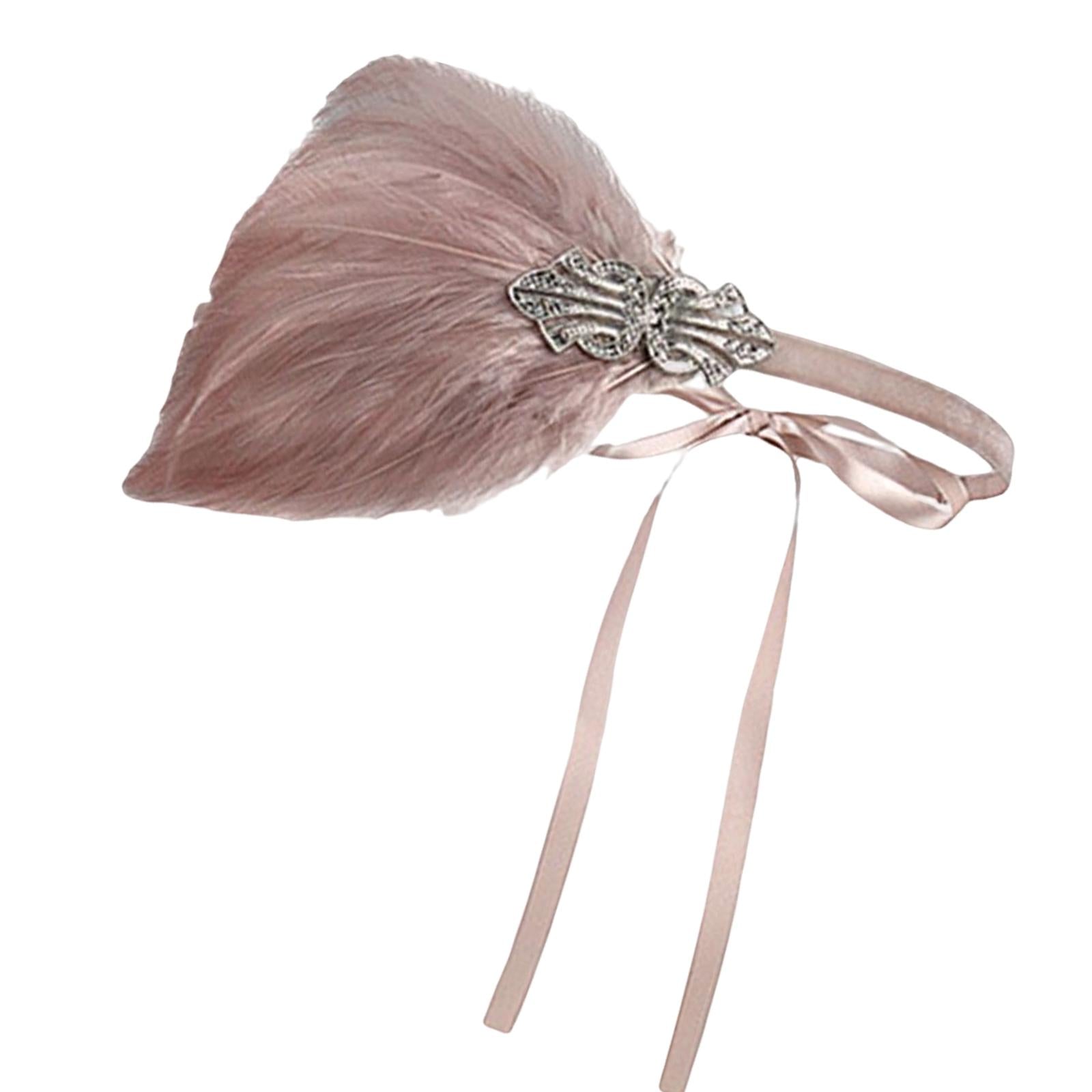 1920S Feather Headband Feather Headpiece for Theme Party Performances Stage 1 Piece Pink
