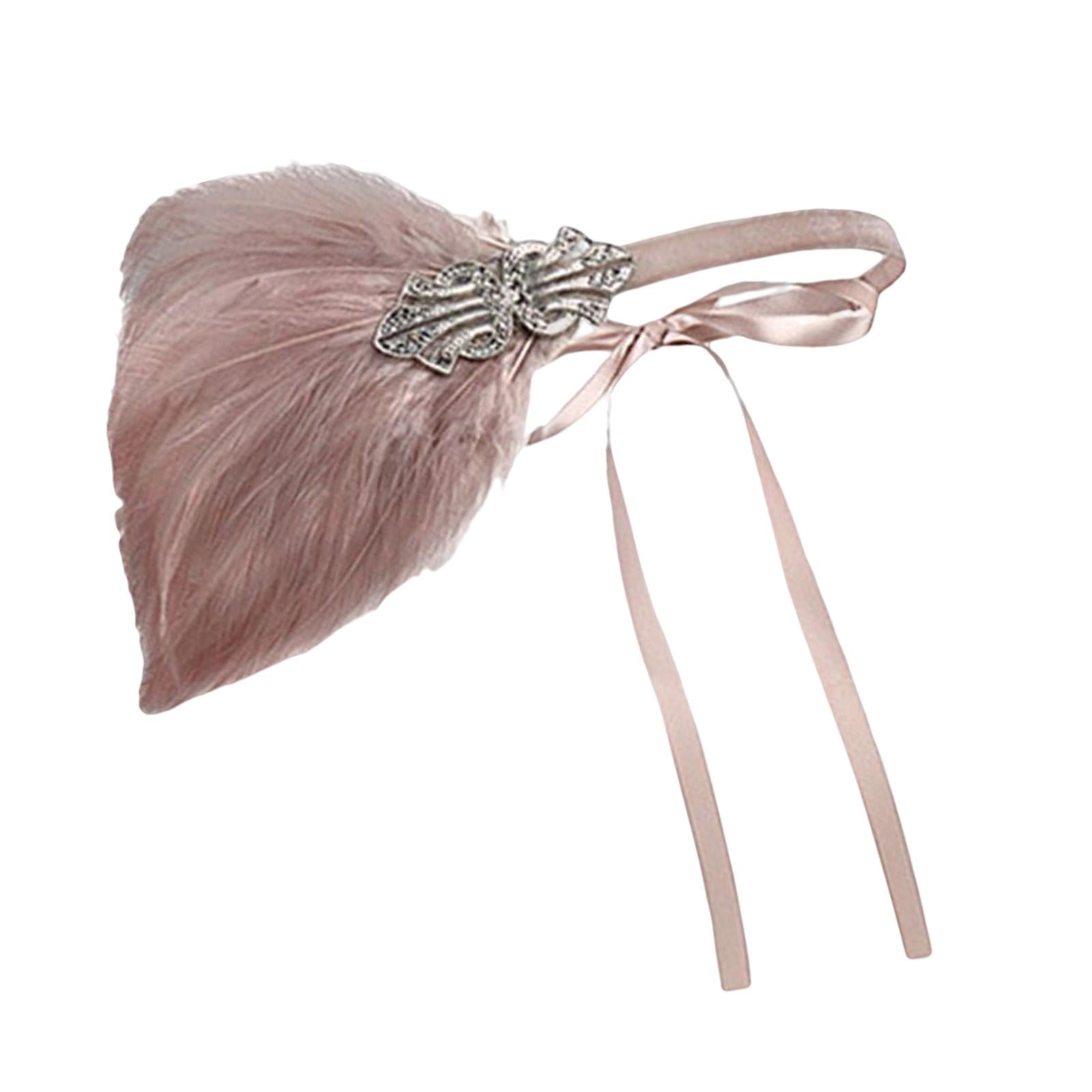 1920S Feather Headband Feather Headpiece for Theme Party Performances Stage 1 Piece Pink