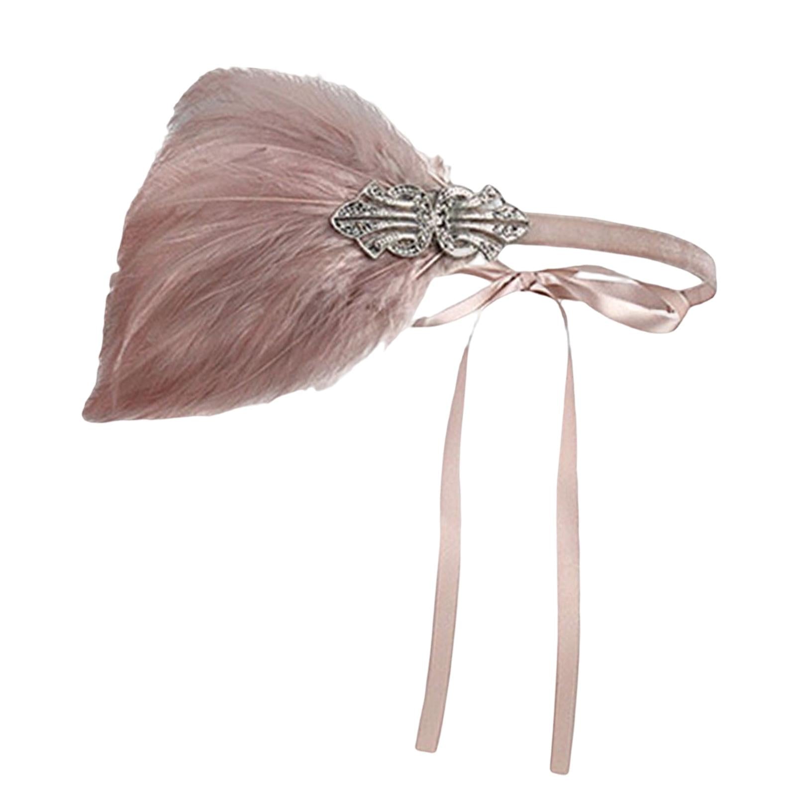 1920S Feather Headband Feather Headpiece for Theme Party Performances Stage 1 Piece Pink