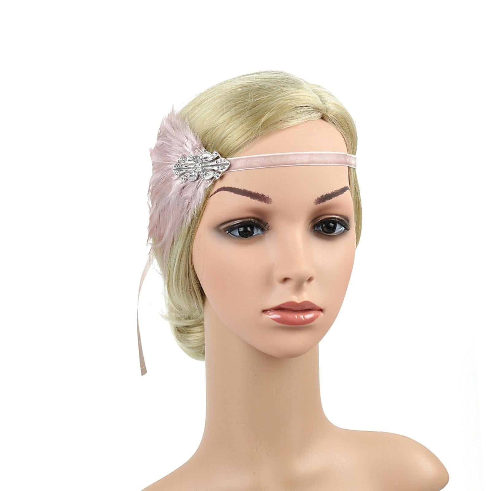 1920S Feather Headband Feather Headpiece for Theme Party Performances Stage 1 Piece Pink