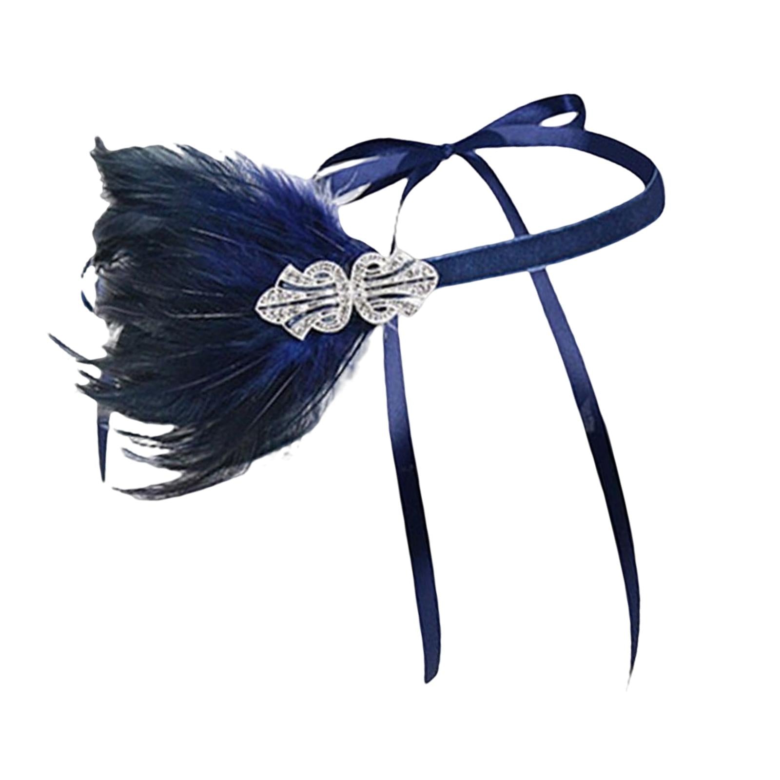 1920S Feather Headband Feather Headpiece for Theme Party Performances Stage 1 Piece Blue