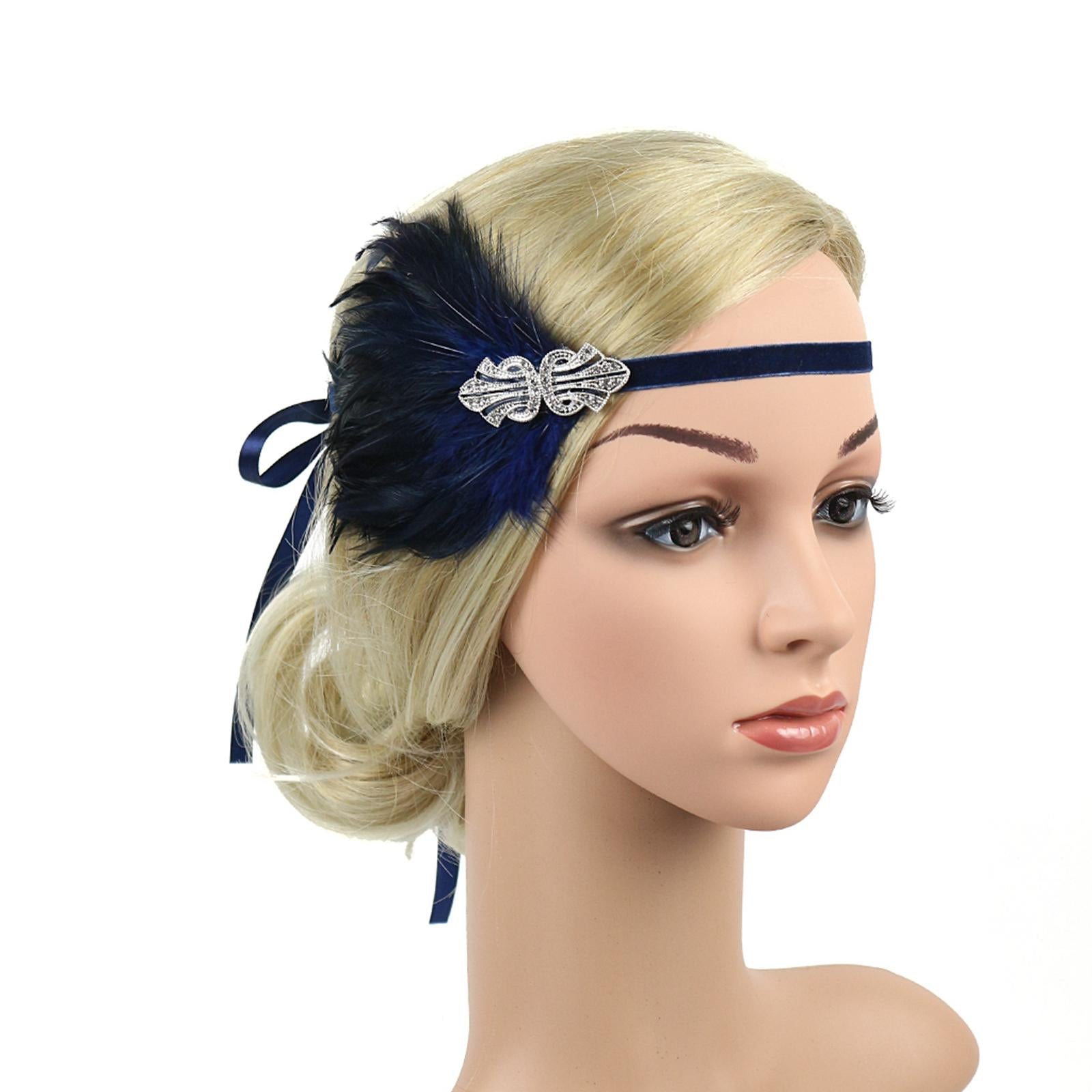 1920S Feather Headband Feather Headpiece for Theme Party Performances Stage 1 Piece Blue
