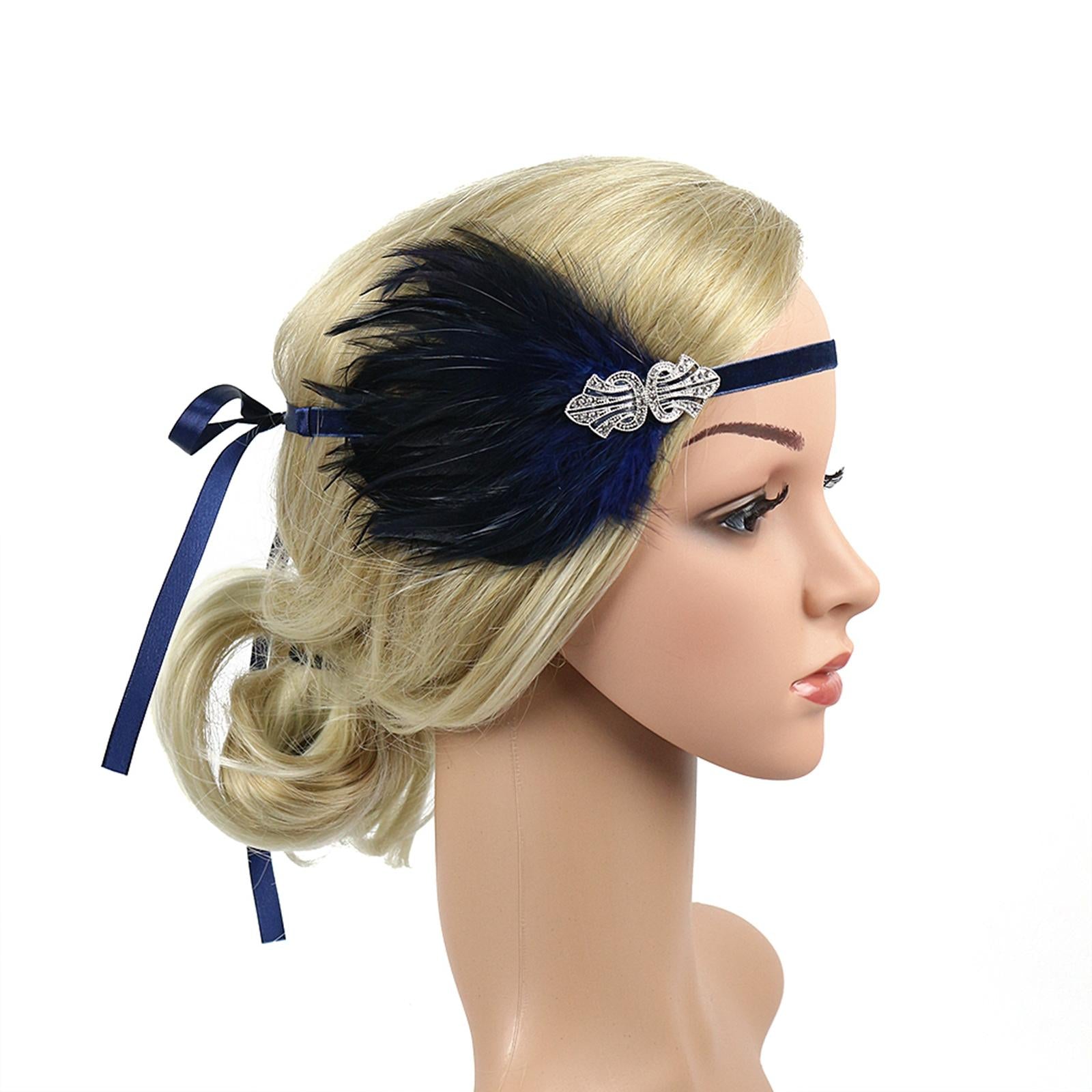 1920S Feather Headband Feather Headpiece for Theme Party Performances Stage 1 Piece Blue