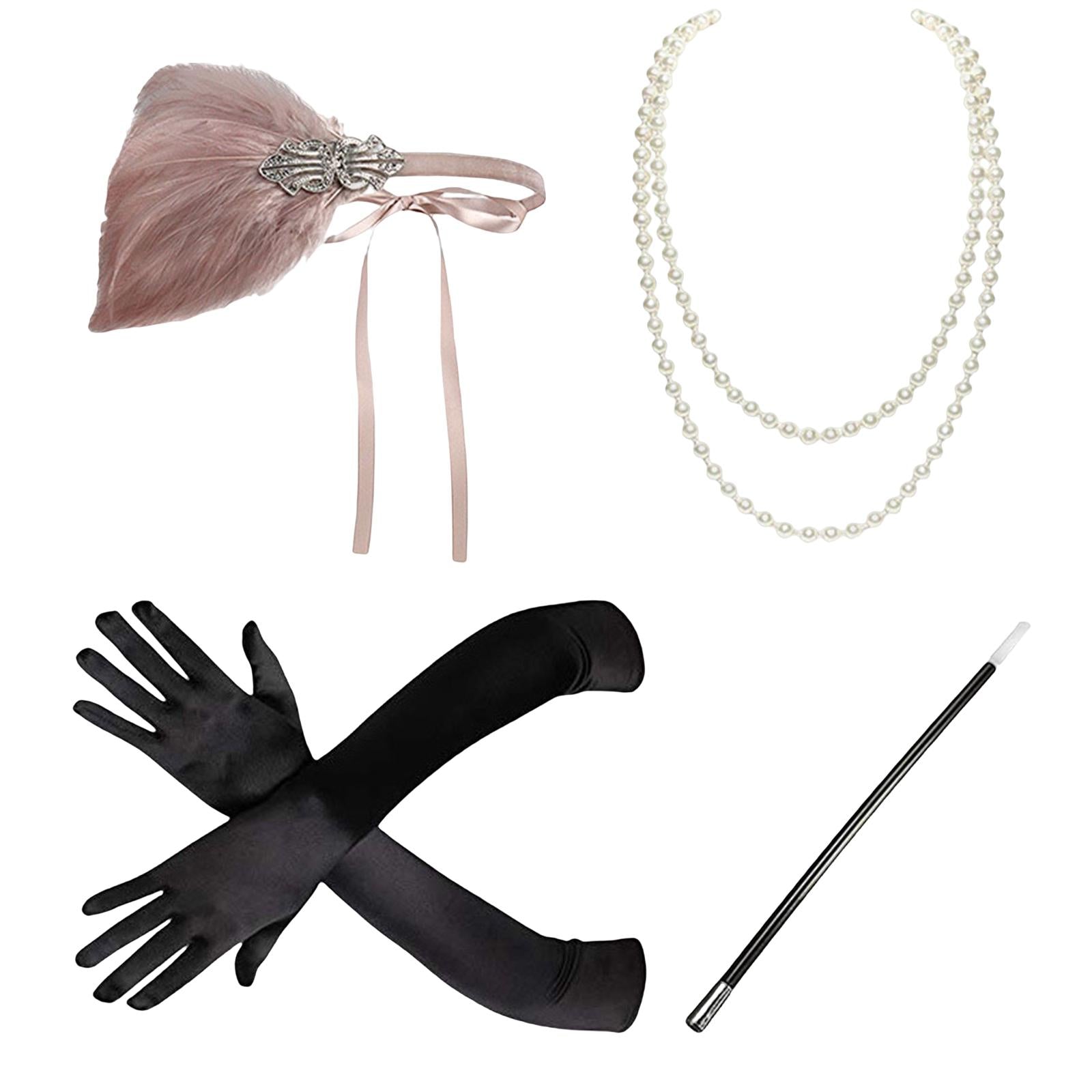 1920S Feather Headband Feather Headpiece for Theme Party Performances Stage 4 Pieces Pink