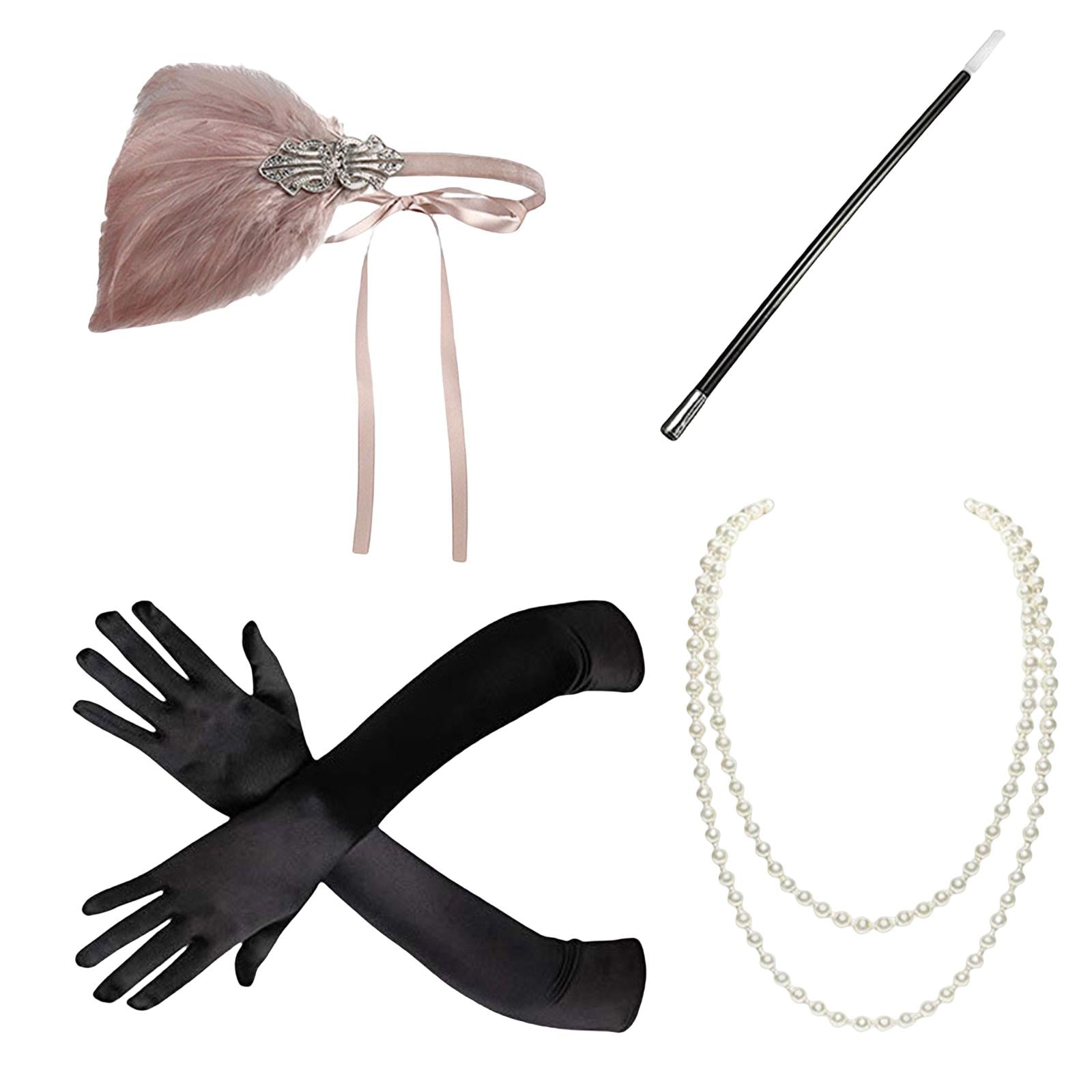 1920S Feather Headband Feather Headpiece for Theme Party Performances Stage 4 Pieces Pink