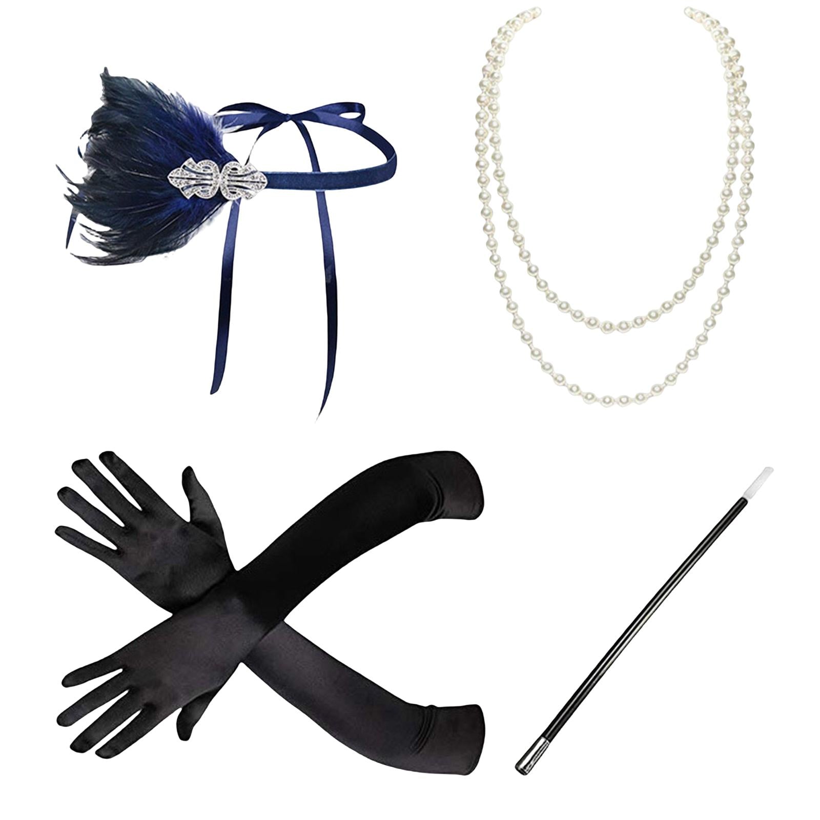 1920S Feather Headband Feather Headpiece for Theme Party Performances Stage 4 Pieces Blue