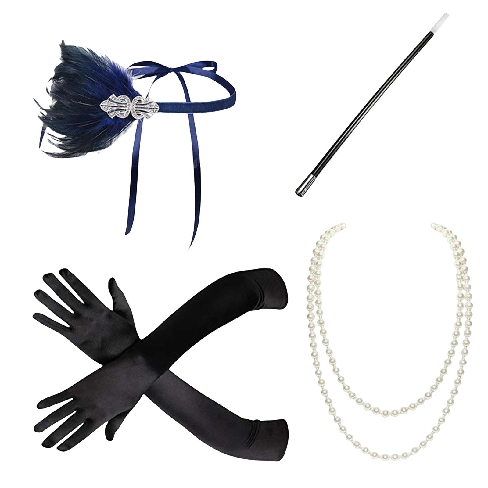 1920S Feather Headband Feather Headpiece for Theme Party Performances Stage 4 Pieces Blue