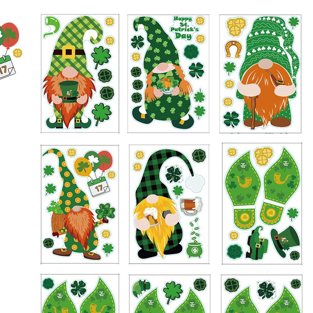 St. Patrick's Day Door Stickers Dwarf Footprint Glass Decorations Ornaments style 1