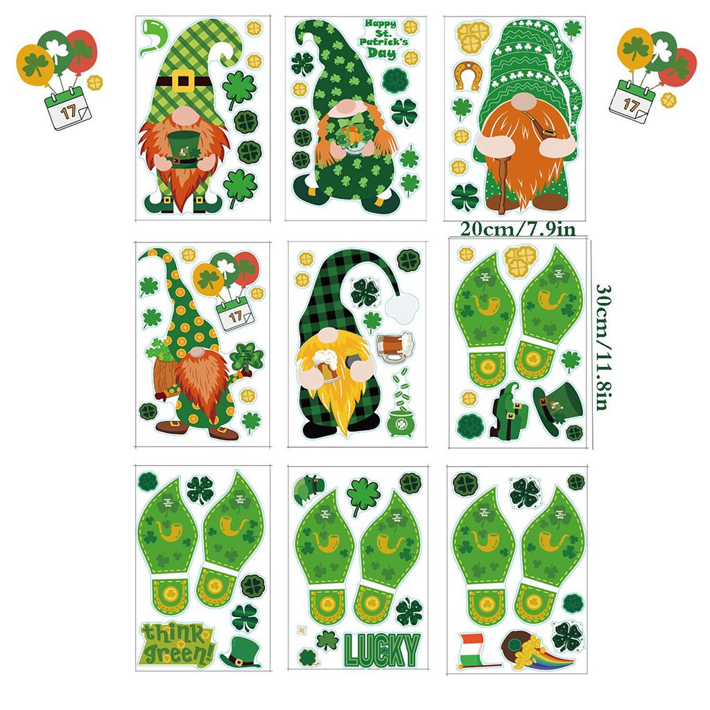 St. Patrick's Day Door Stickers Dwarf Footprint Glass Decorations Ornaments style 1