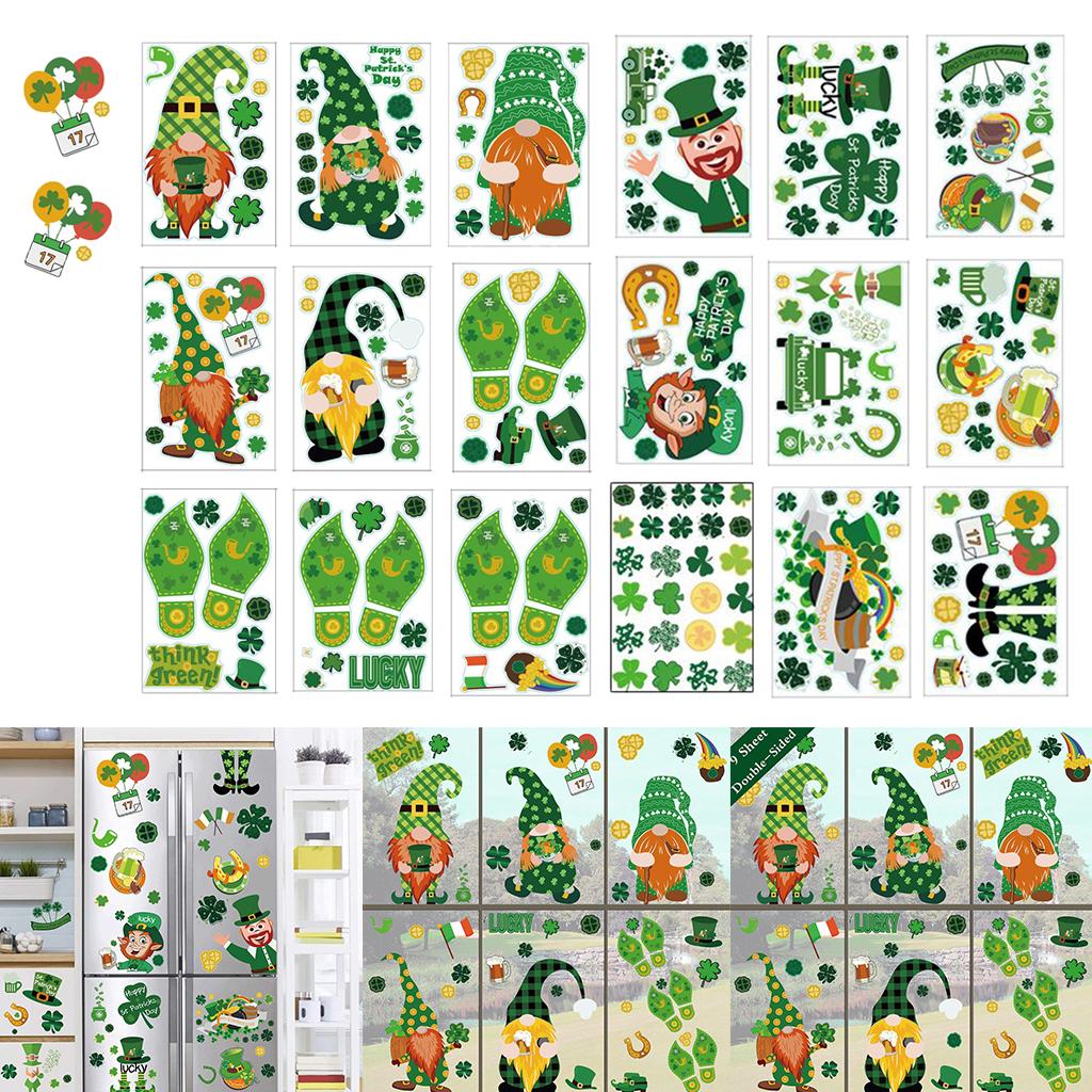 St. Patrick's Day Door Stickers Dwarf Footprint Glass Decorations Ornaments style 1