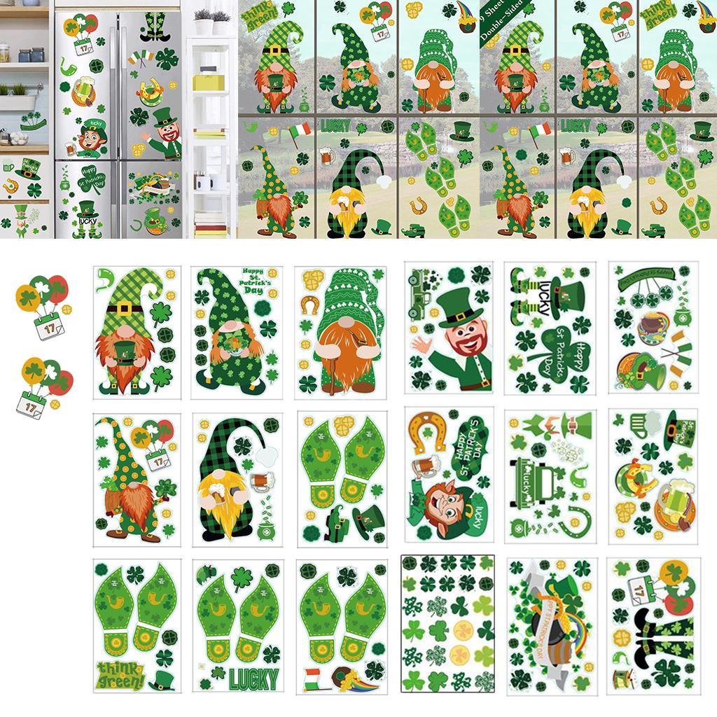 St. Patrick's Day Door Stickers Dwarf Footprint Glass Decorations Ornaments style 1