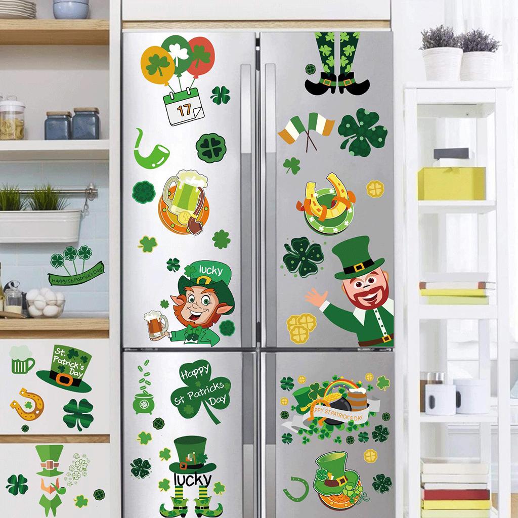 St. Patrick's Day Door Stickers Dwarf Footprint Glass Decorations Ornaments style 2