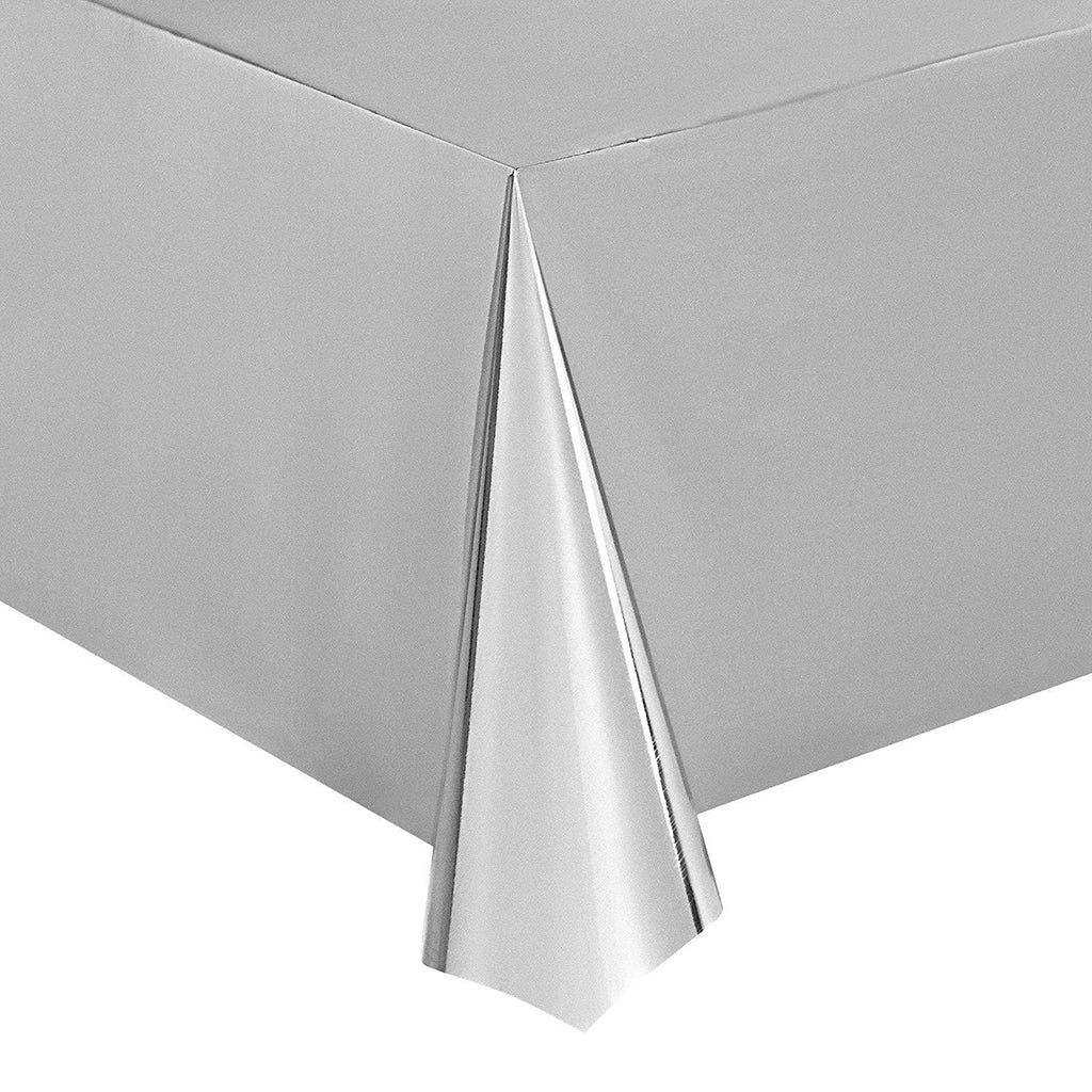 Foil Plastic Tablecover Party Tablecloth Rectangle 7 Colours Silver