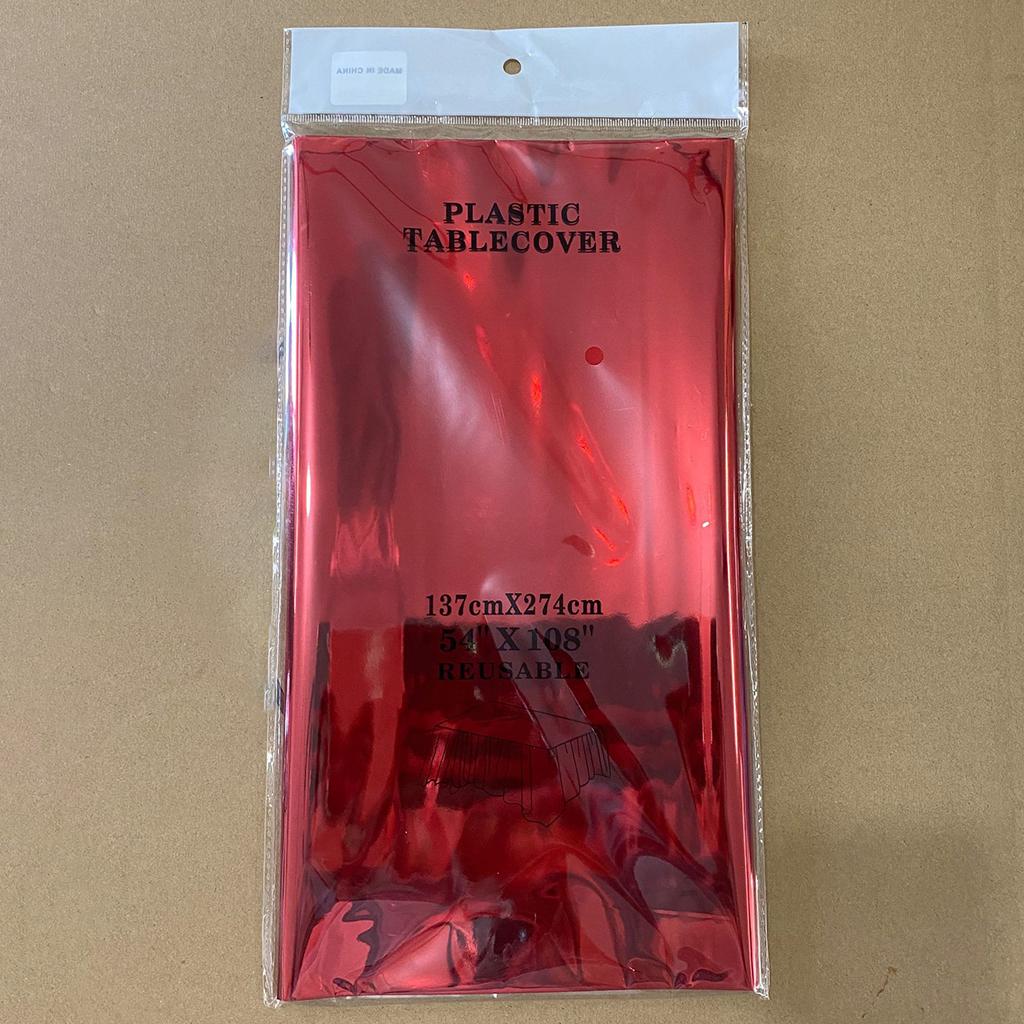 Foil Plastic Tablecover Party Tablecloth Rectangle 7 Colours Red