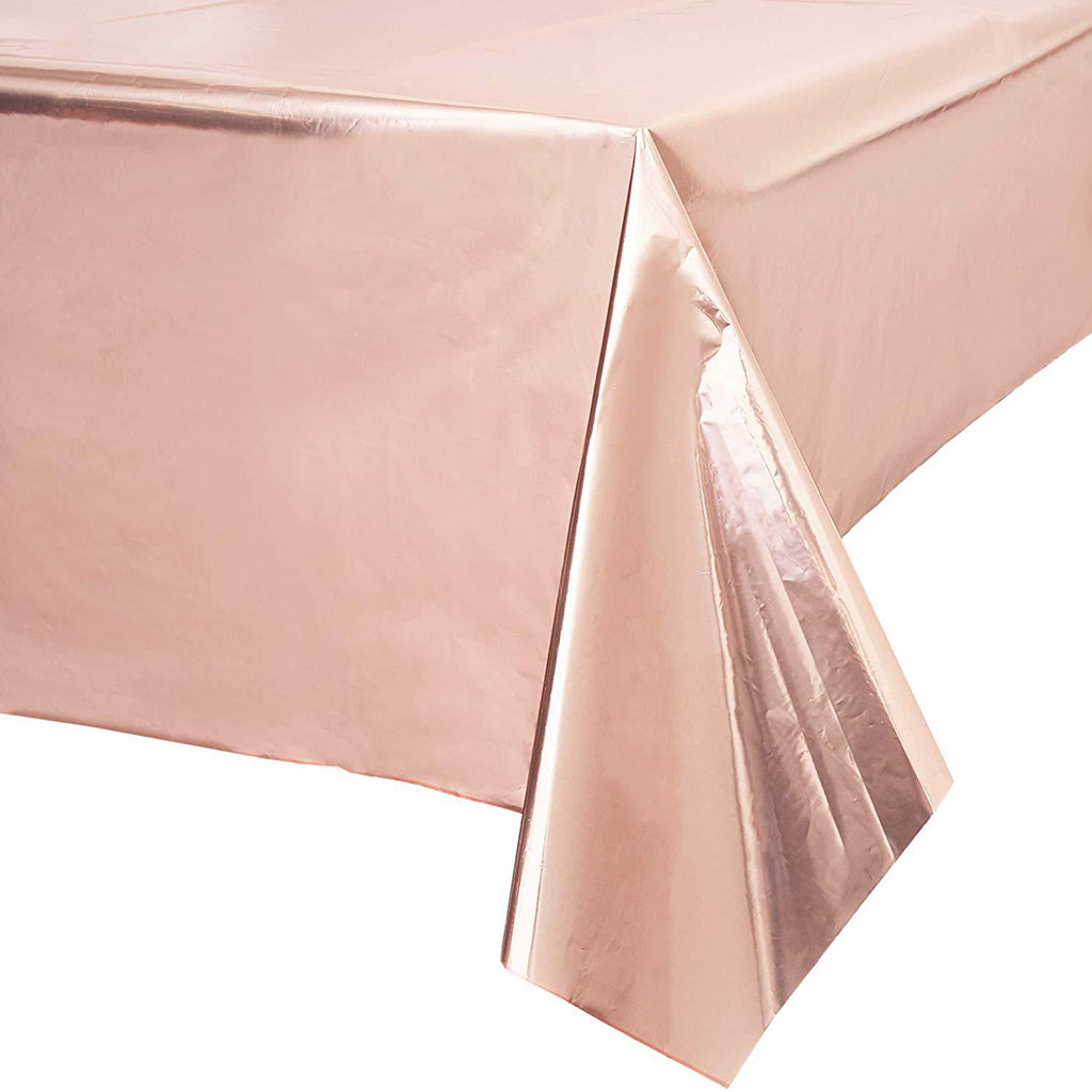 Foil Plastic Tablecover Party Tablecloth Rectangle 7 Colours Rose gold