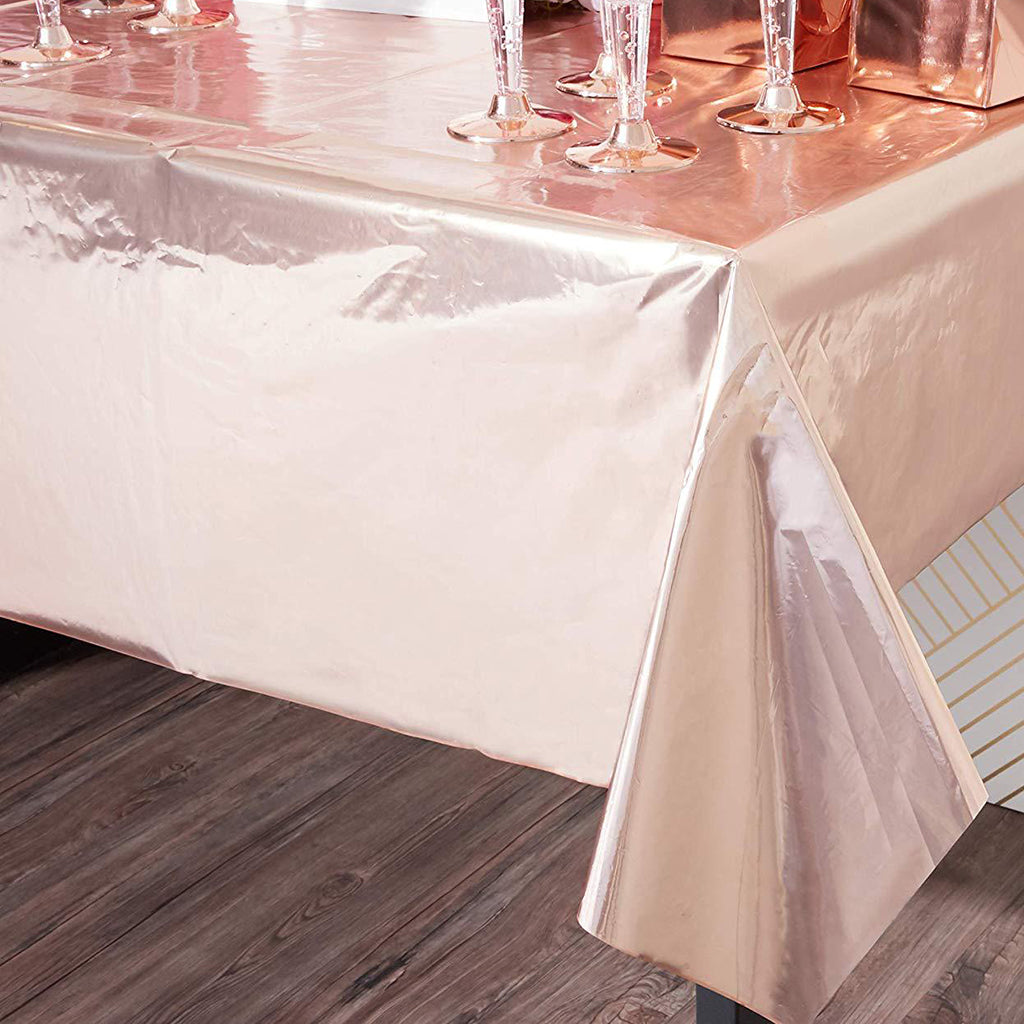 Foil Plastic Tablecover Party Tablecloth Rectangle 7 Colours Rose gold