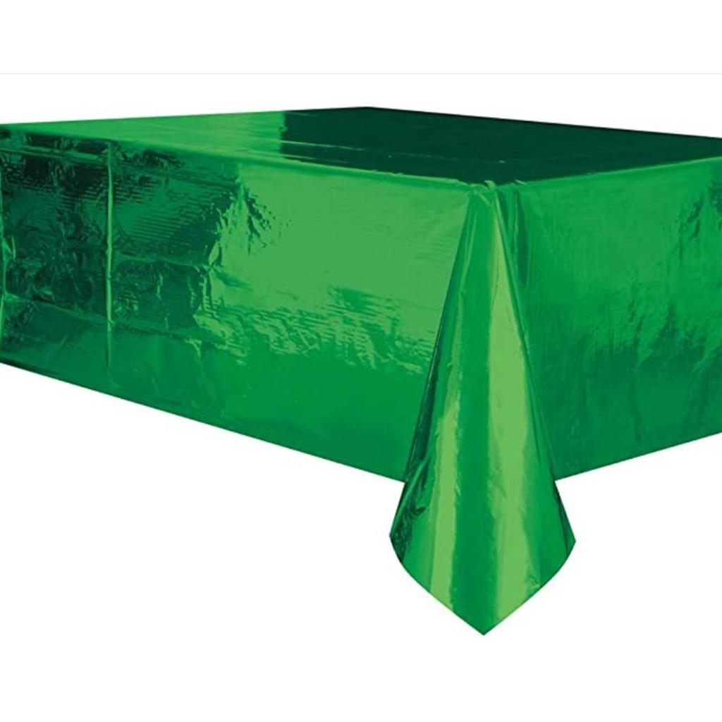 Foil Plastic Tablecover Party Tablecloth Rectangle 7 Colours Green