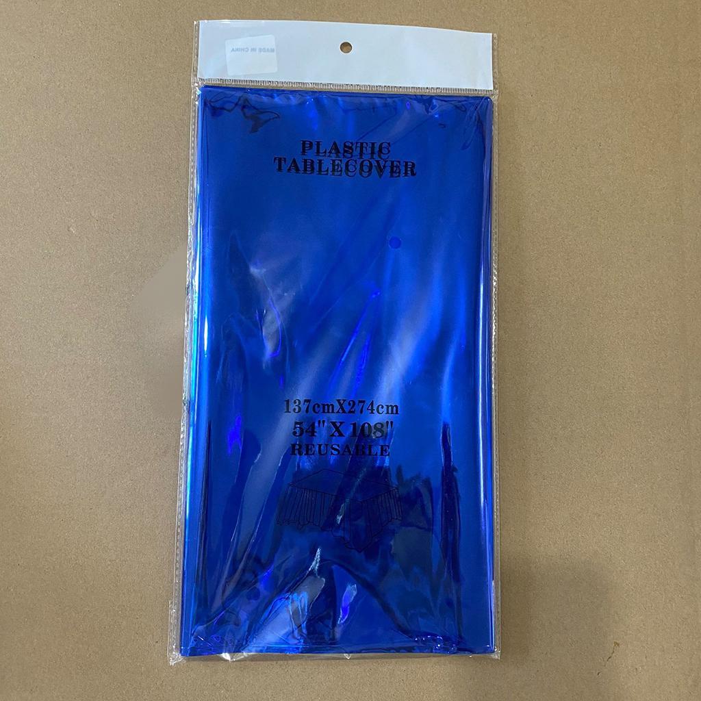 Foil Plastic Tablecover Party Tablecloth Rectangle 7 Colours Blue