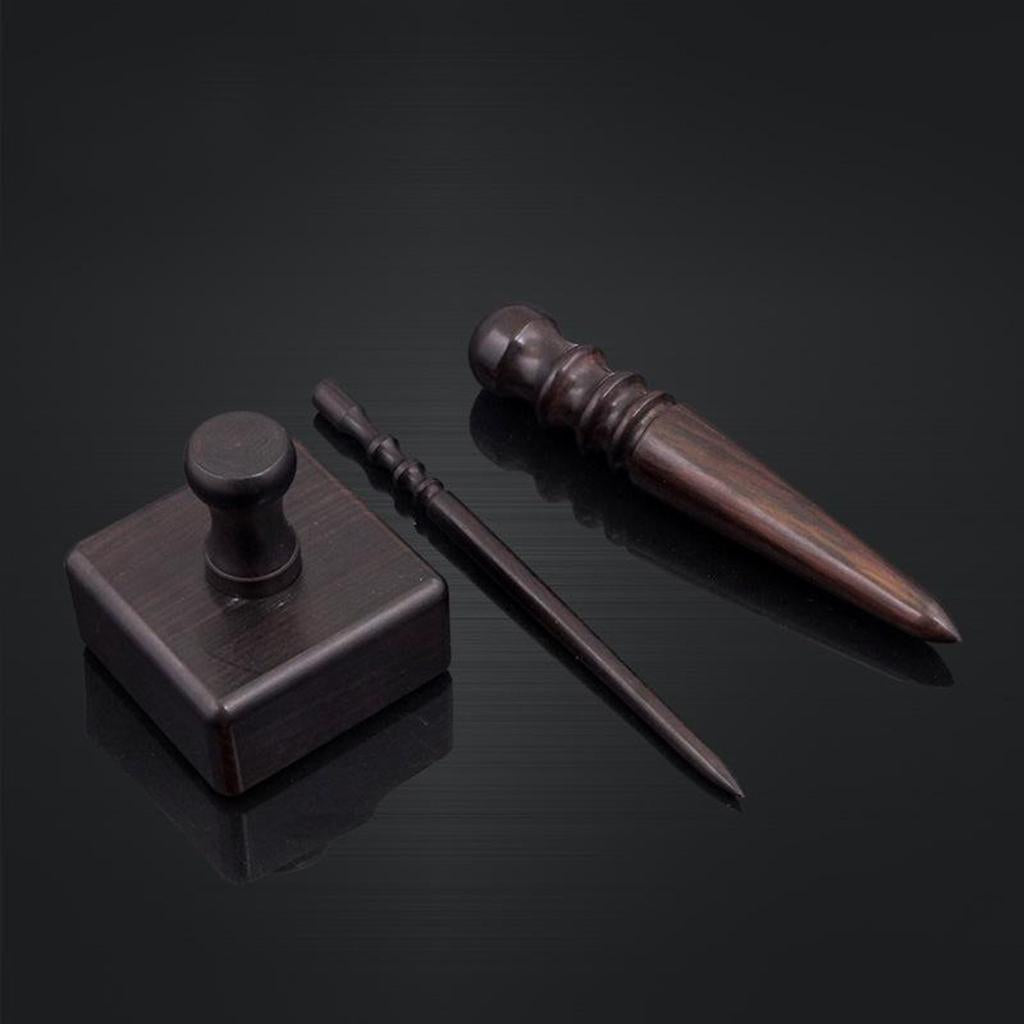 Ebony Wood Leather Slicker Burnisher Leather Craft Working Chamfering Device 3 in 1