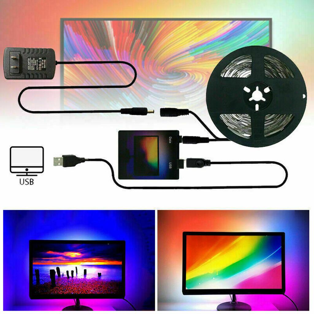 1M/2M/3M/4M/5M RGB 5050 LED Strip Lights Color Changing Tape Light for TV 3m