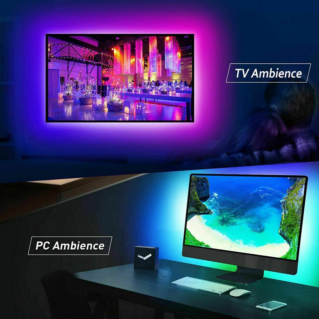 1M/2M/3M/4M/5M RGB 5050 LED Strip Lights Color Changing Tape Light for TV 4m