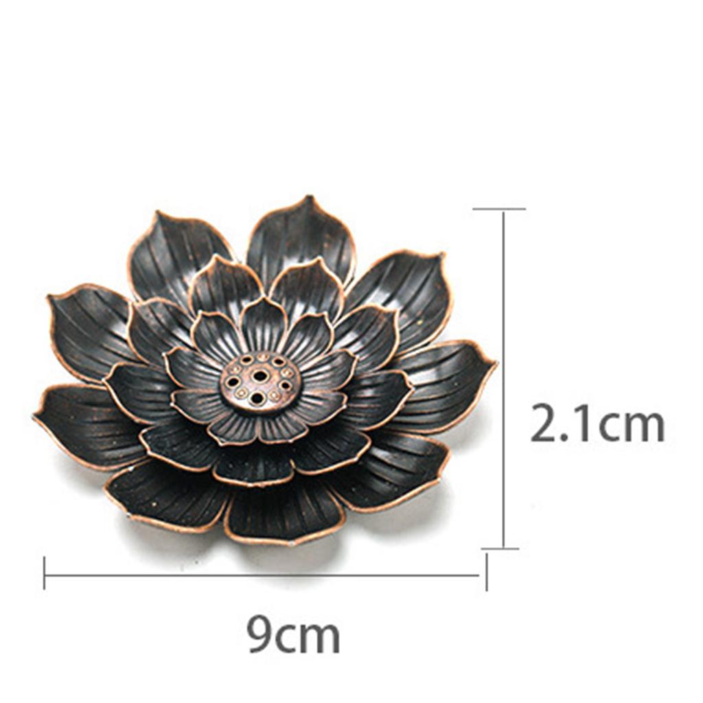 Alloy Lotus Incense Burner Stick Holder Plate Buddhism Censer Home Decor Red 6 Holes