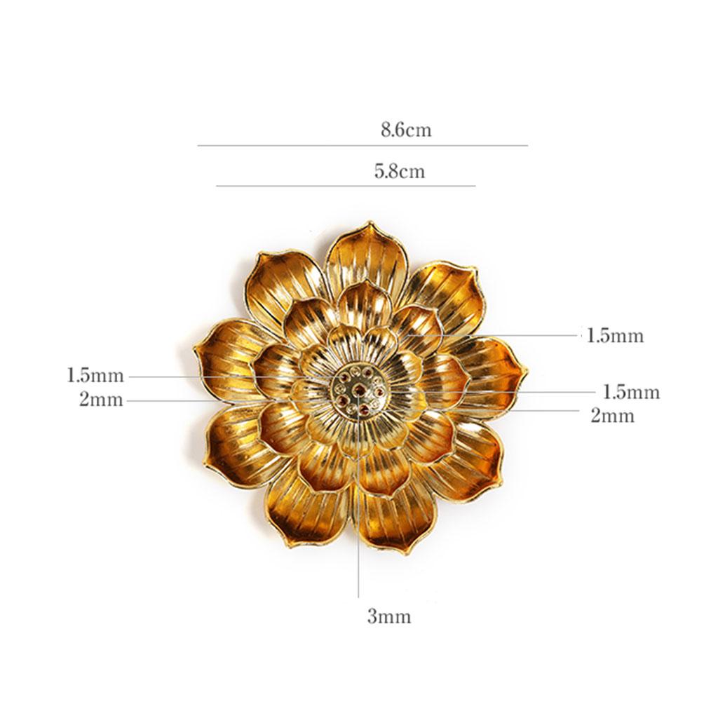 Alloy Lotus Incense Burner Stick Holder Plate Buddhism Censer Home Decor Golden 6 Holes