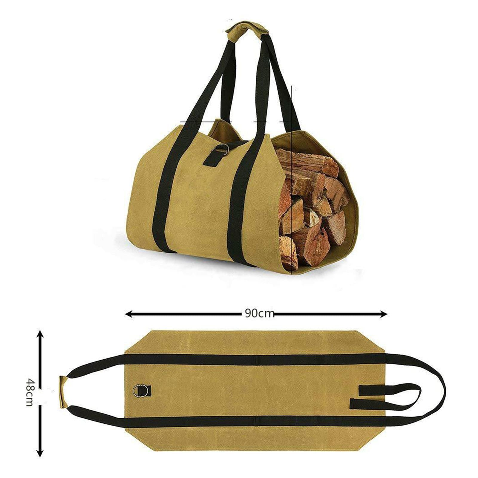 1pc Extra Large Log Carrier Bag Outdoor Firewood Holder Rack Heavy Duty