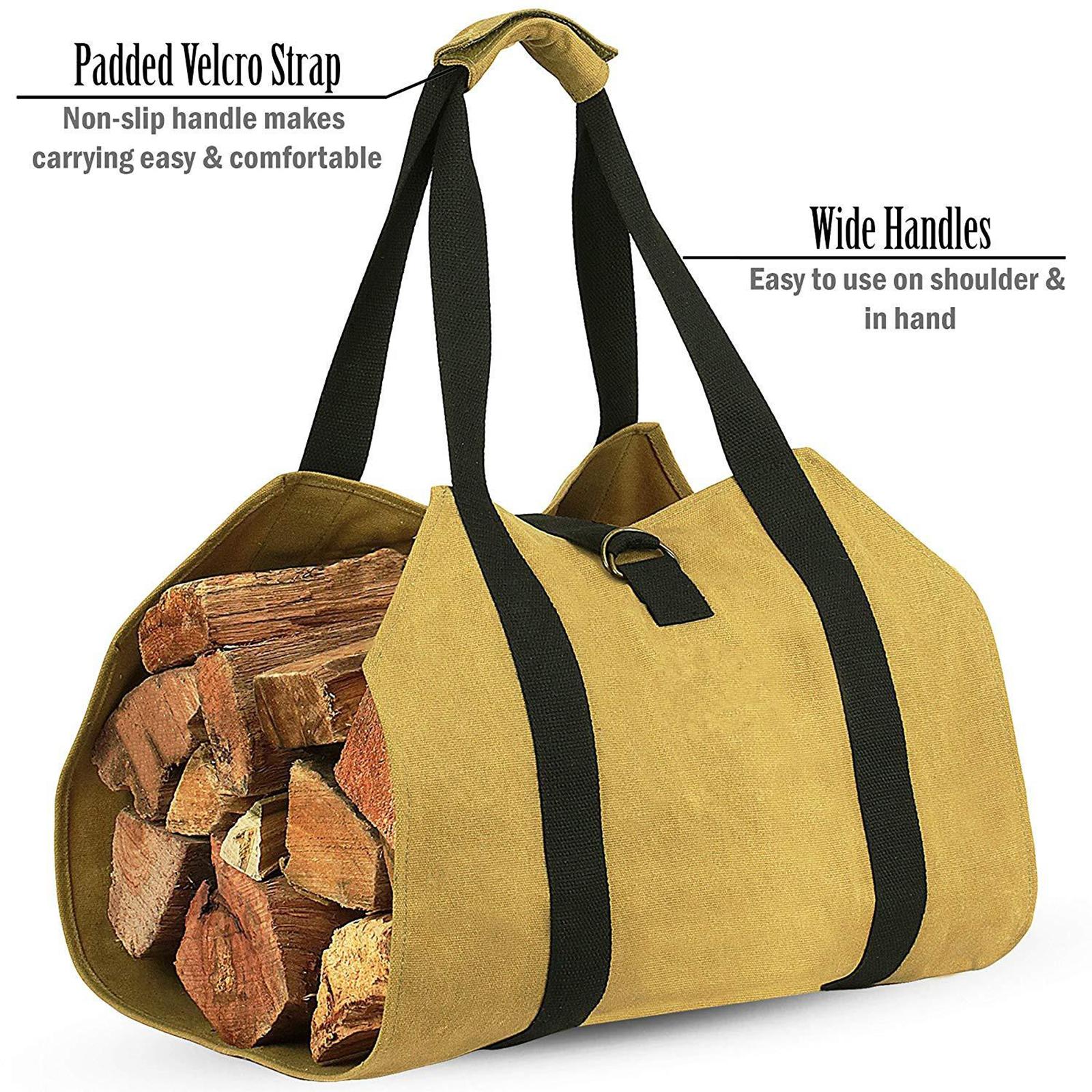 1pc Extra Large Log Carrier Bag Outdoor Firewood Holder Rack Heavy Duty