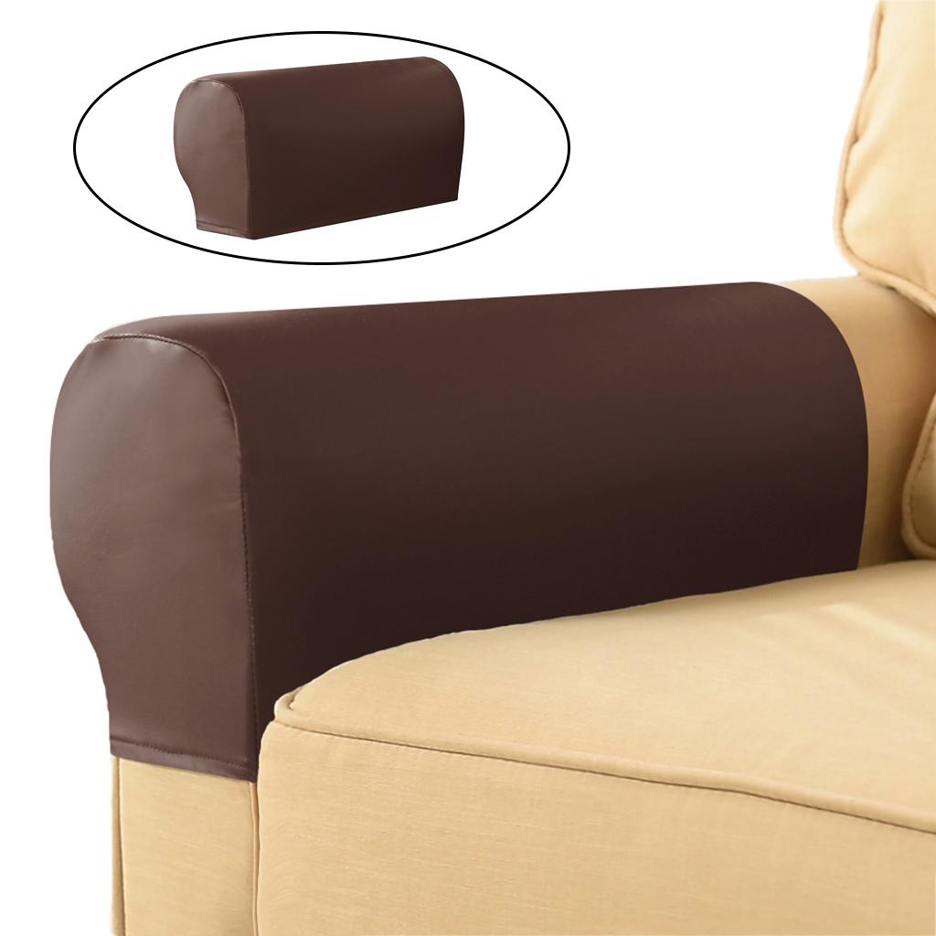 1Pairs Stretch Sofa Armchair Armrest Covers Furniture Protector  Wine Red