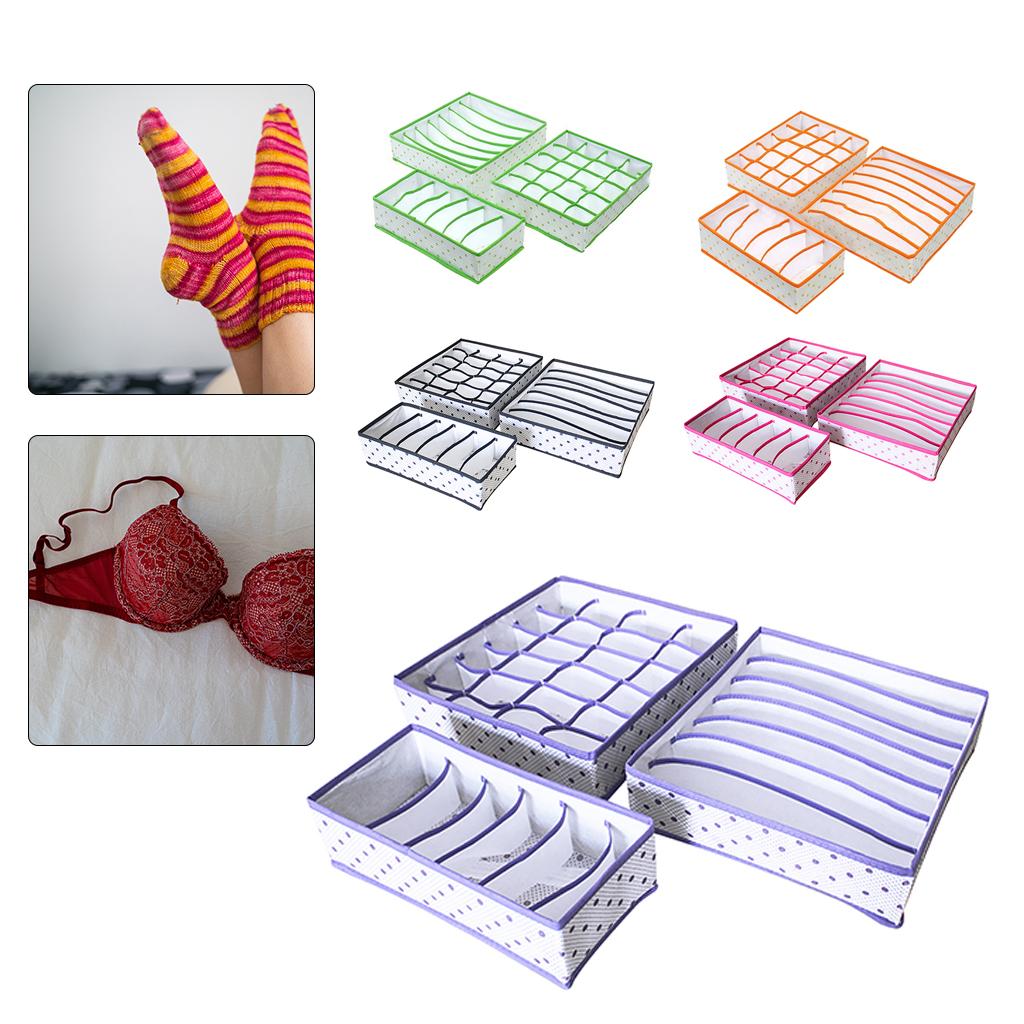 3Pcs Set Foldable Underwear Drawer Bra Socks Wardrobe Organizer Storage Purple