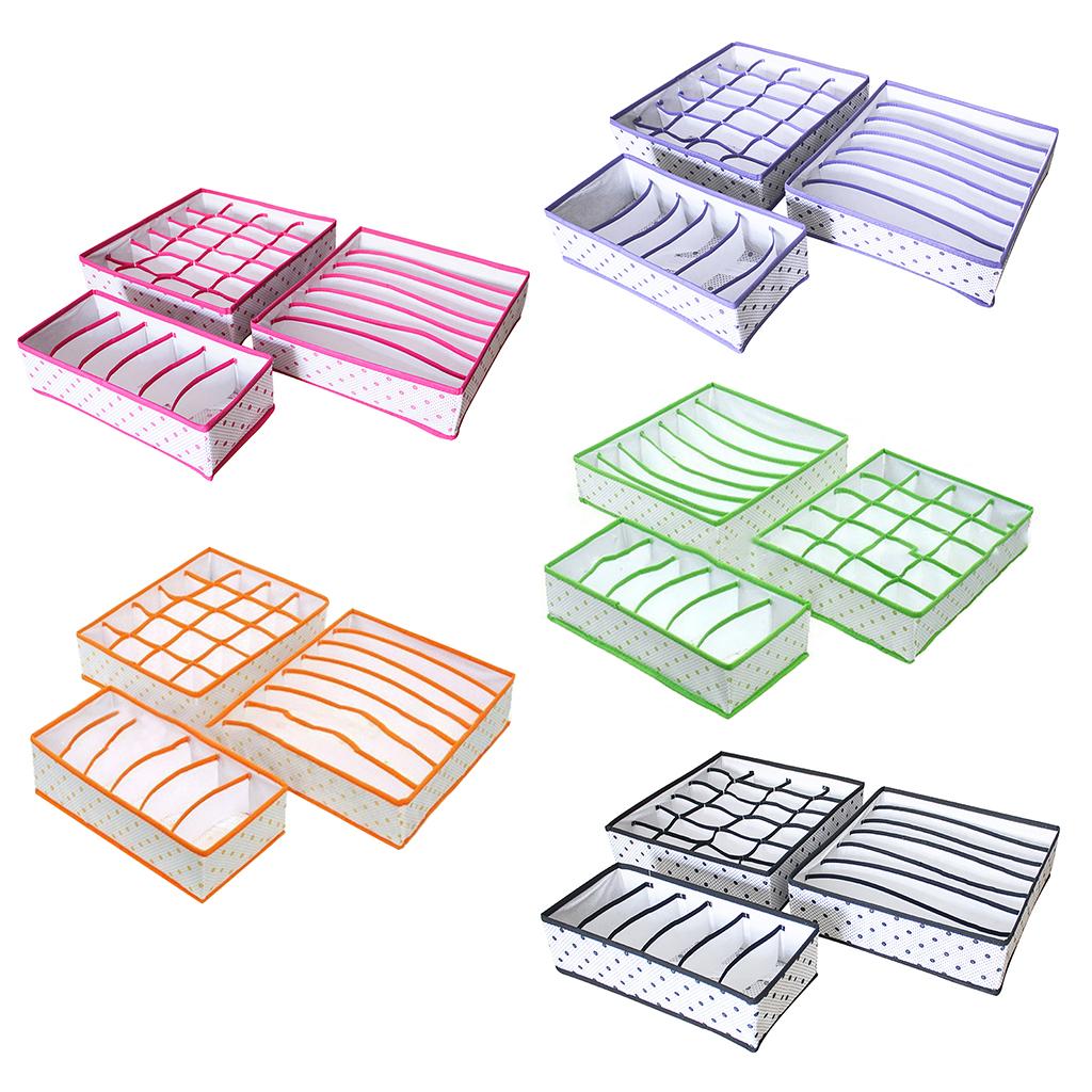 3Pcs Set Foldable Underwear Drawer Bra Socks Wardrobe Organizer Storage Purple