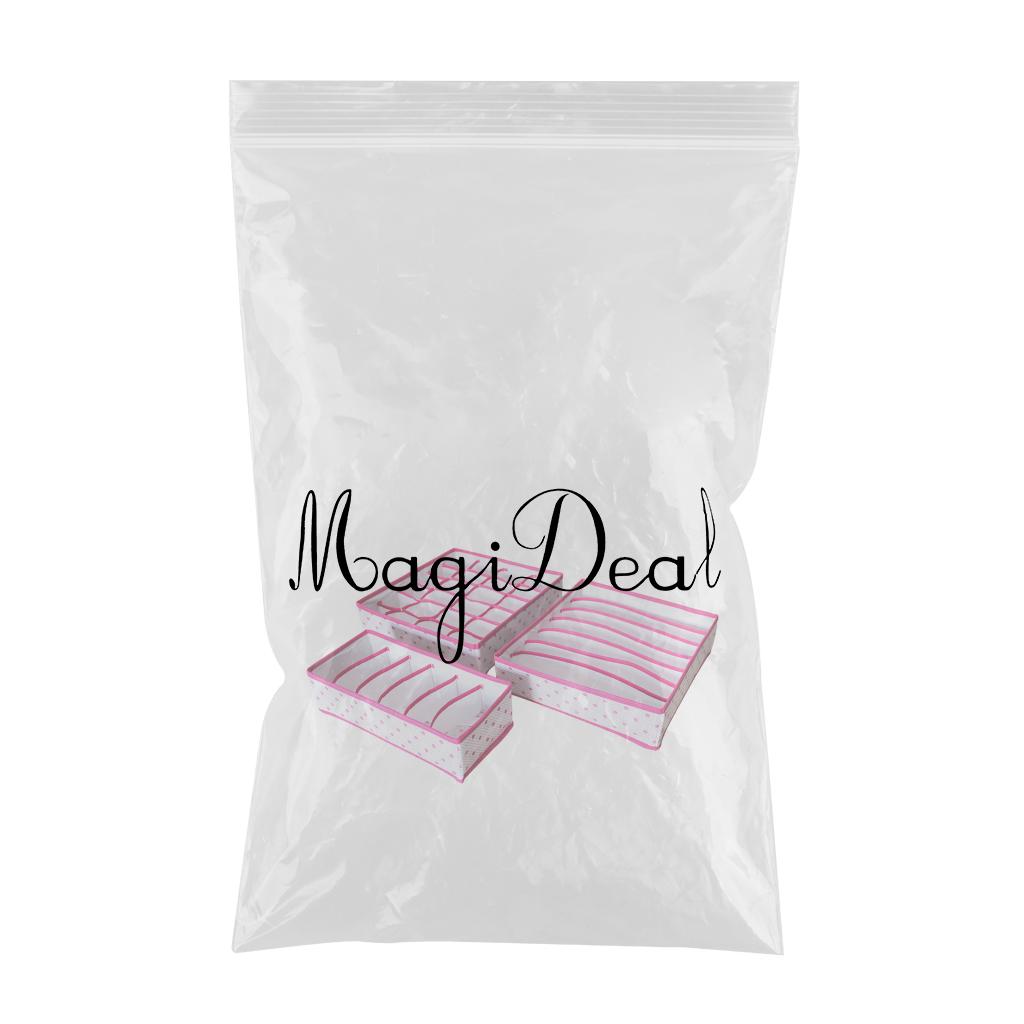 3Pcs Set Foldable Underwear Drawer Bra Socks Wardrobe Organizer Storage Rose