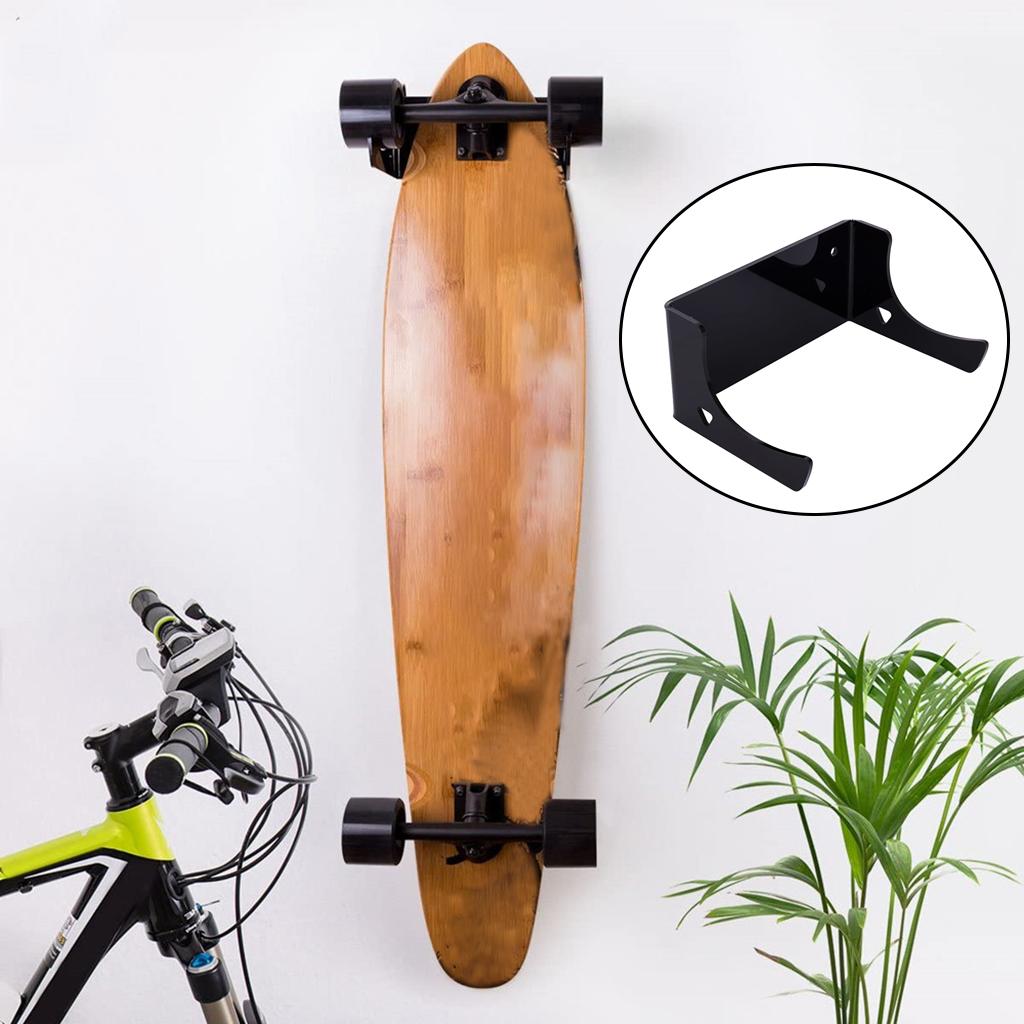 2Pcs Skateboard Holder Wall Mount Hanger Display Rack Bracket Hardware Black