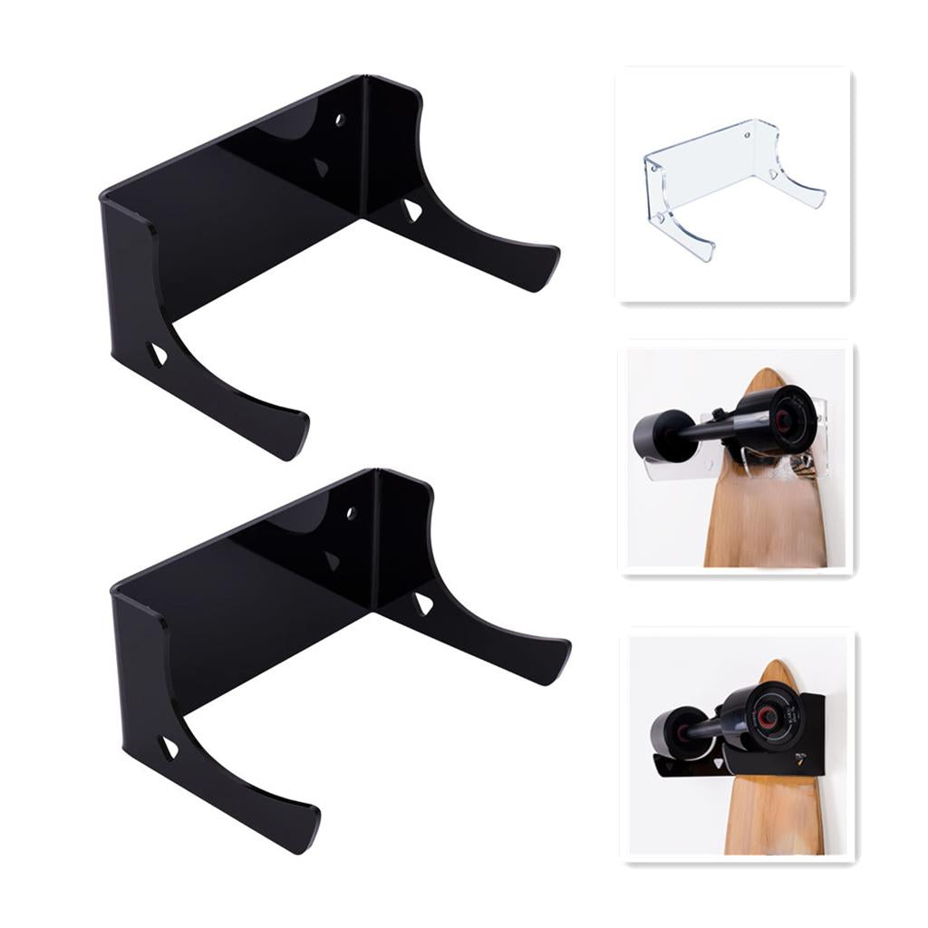 2Pcs Skateboard Holder Wall Mount Hanger Display Rack Bracket Hardware Black