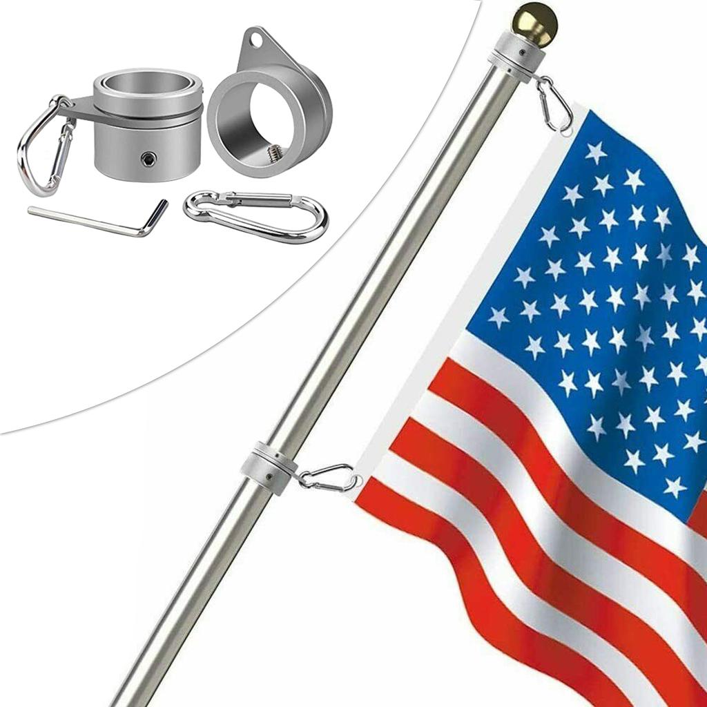 Tangle Free Flag Pole Mounting Ring Clip Rotating Flapole Rings 2 Pcs