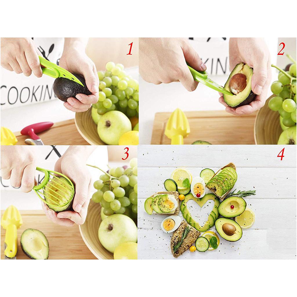 Avocado Slicer 3 in 1 Avocado Cutter Multi Tool Peeler Pitter and Slicer Green