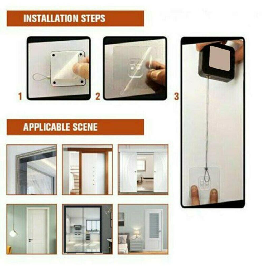 Automatic Sensor Door Closer Bedroom Home Office Punch Free Accessory White