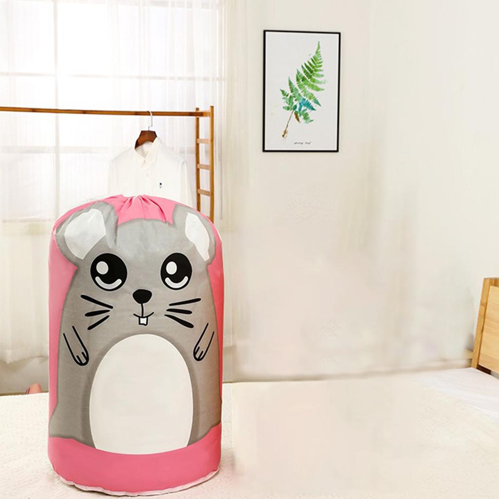 Collapsible Clothes Cotton Blanket Bed Cover Wardrobe Sweater Storage Bag Pink