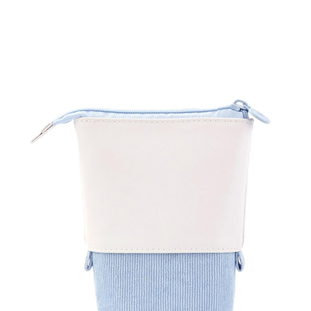 Pen Telescopic Holder Case Portable PU Corduroy Cosmetics Pouch Makeup Bag light yellow