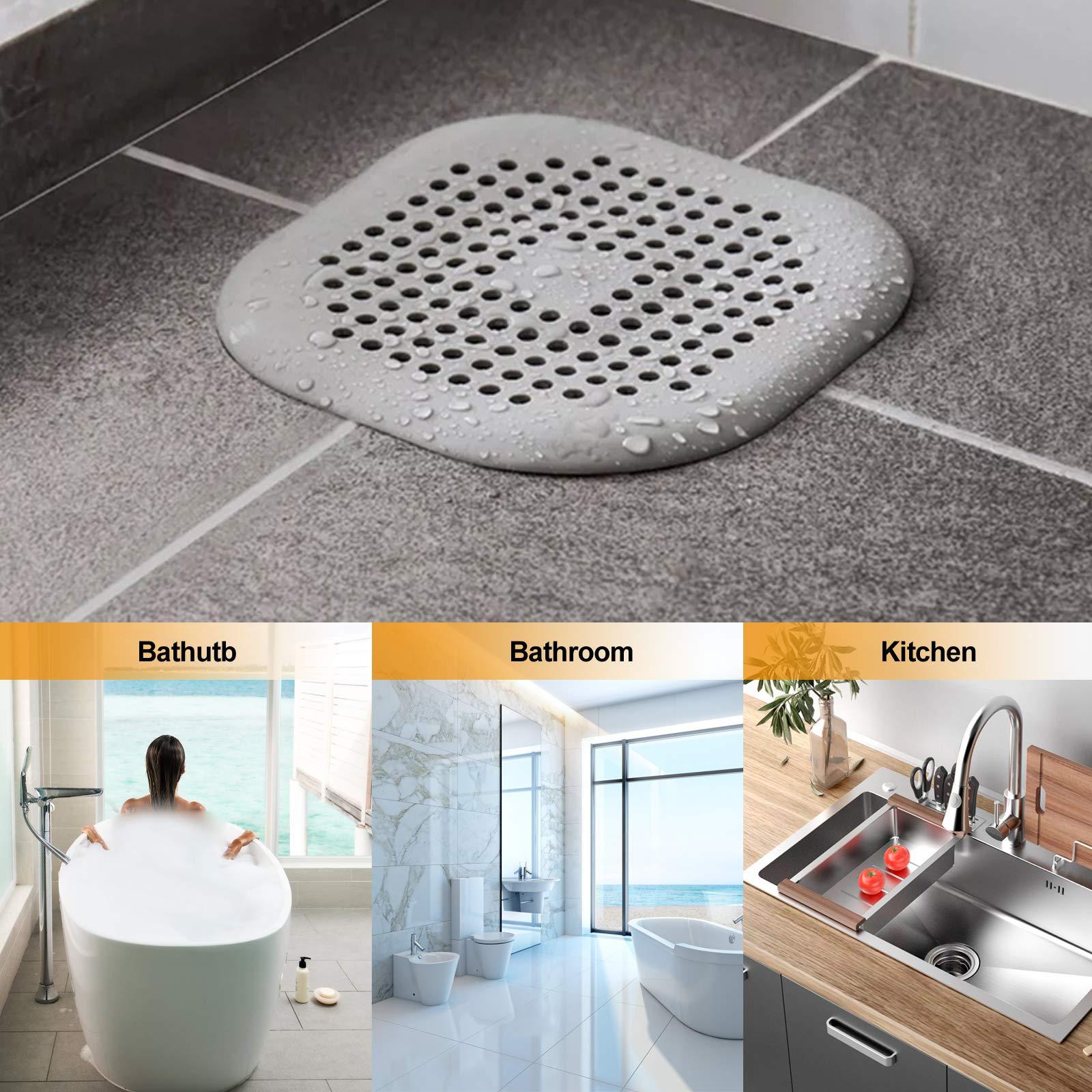 Drain Cover Drain Hair Catcher Flat Silicone Plug Sink Water Stopper Gray