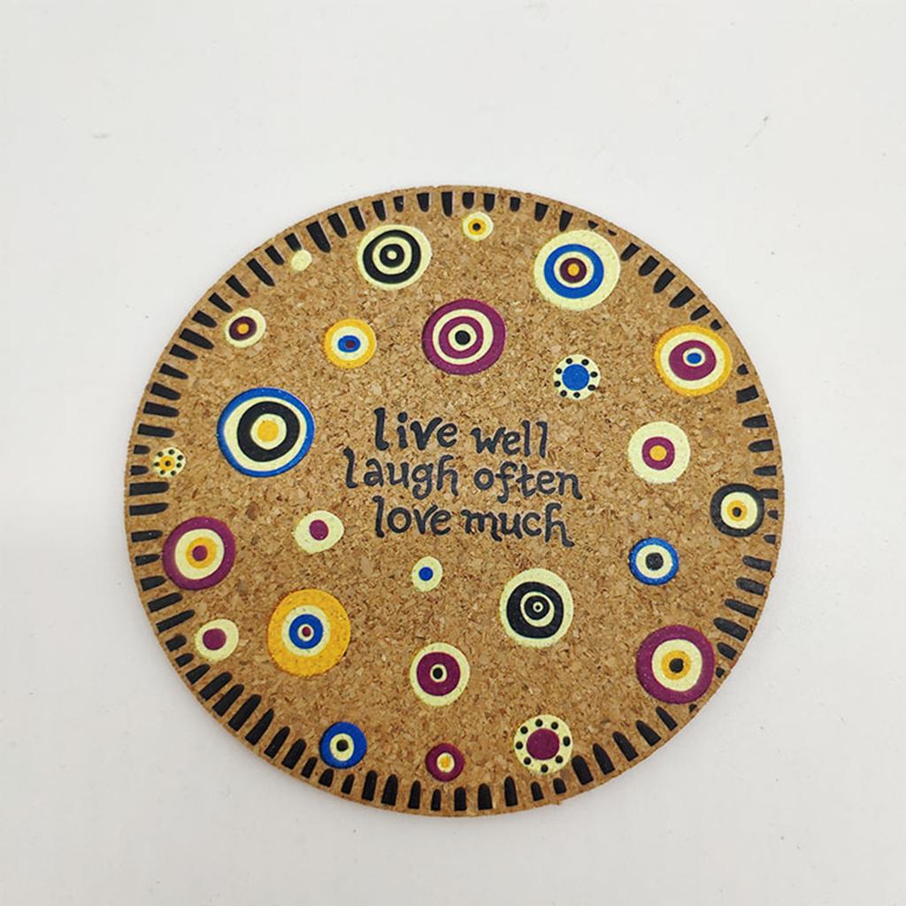 4pcs Natural Cork Drink Coasters Mandala Style Tabletop Mats Anti-Scratch