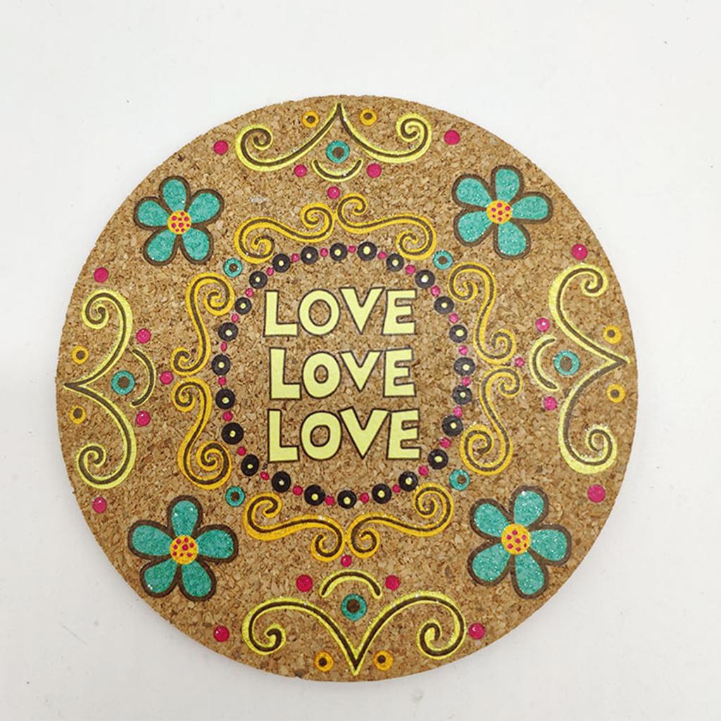 4pcs Natural Cork Drink Coasters Mandala Style Tabletop Mats Anti-Scratch