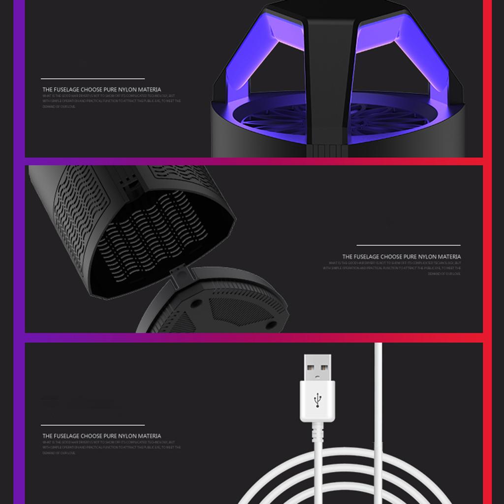 1pc USB Electric Insect Trap Fruit Fly Mosquito Killer with UV Light Bedroom black