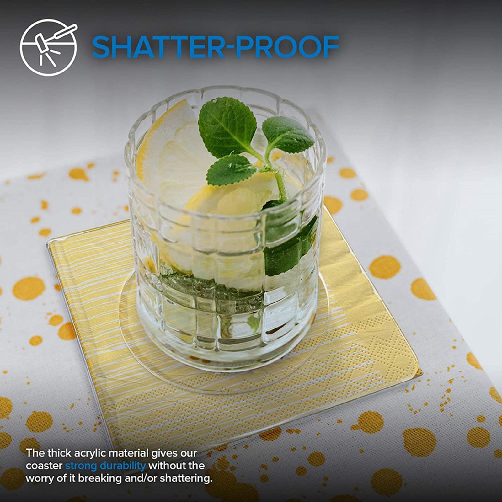 2Pcs Acrylic Napkin Holder Square Coasters Placemat Shatterproof Home Decor